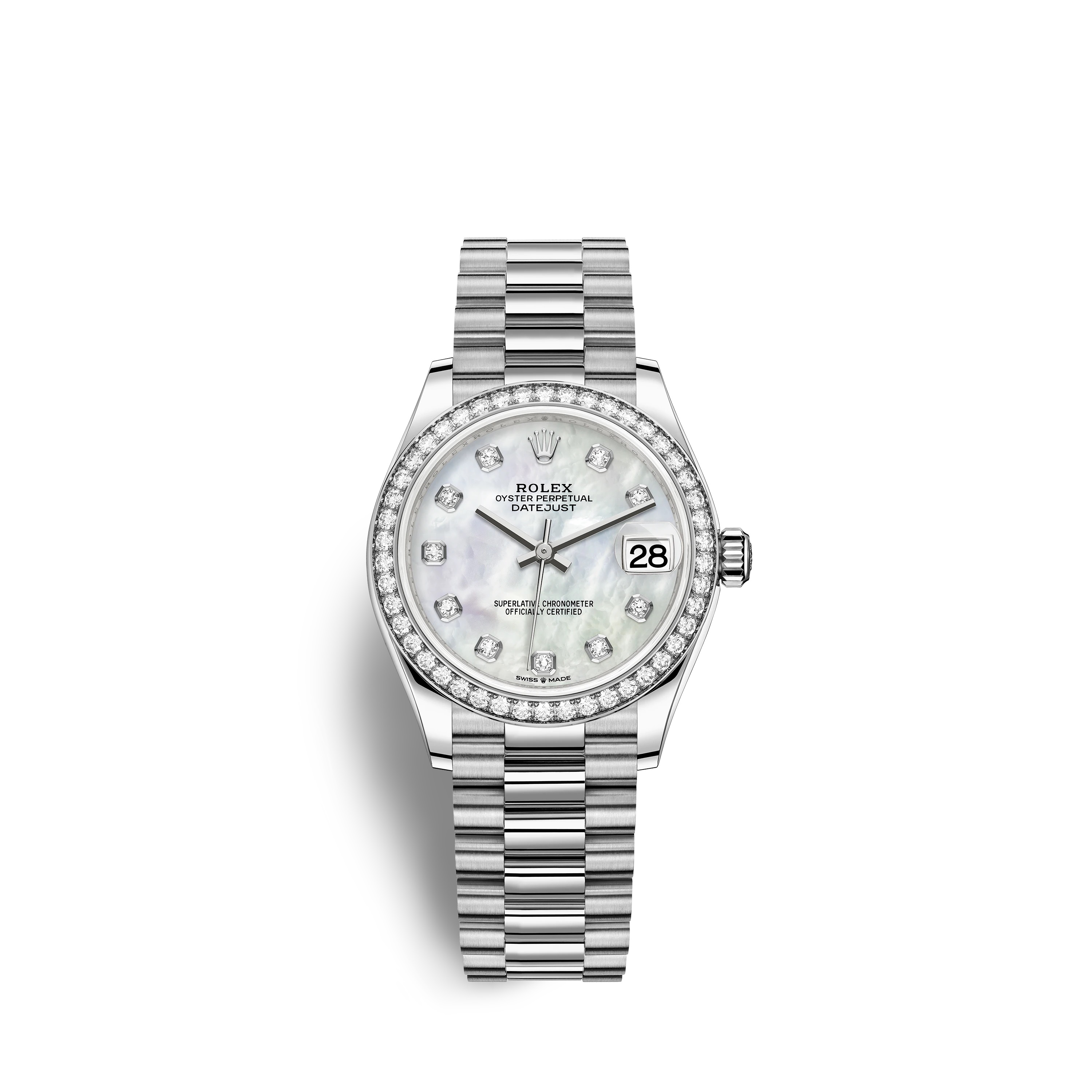 Datejust 31 278289RBR White Gold Watch (White Mother-of-Pearl Set with Diamonds)