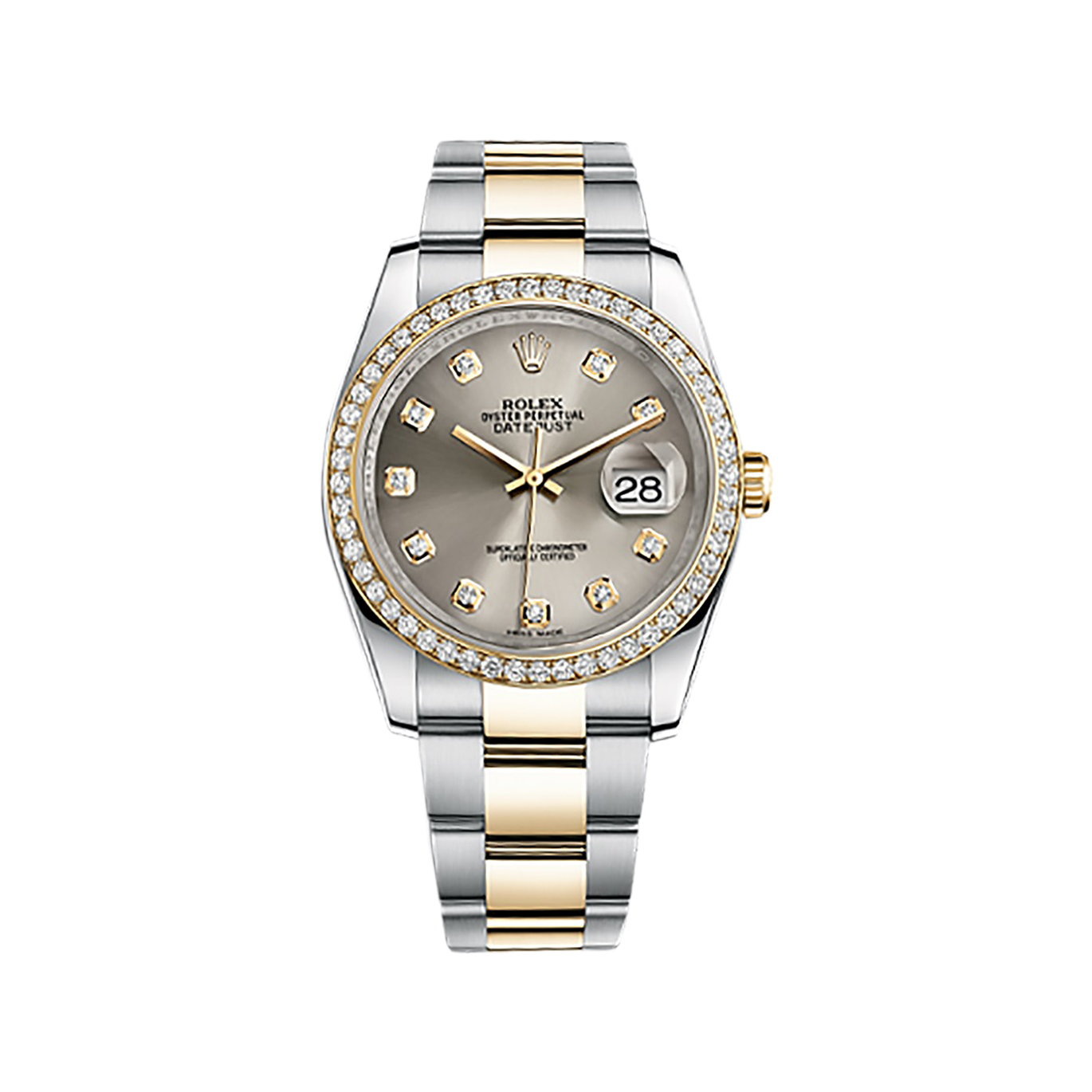 Datejust 36 116243 Gold & Stainless Steel Watch (Steel Set with Diamonds) - Click Image to Close