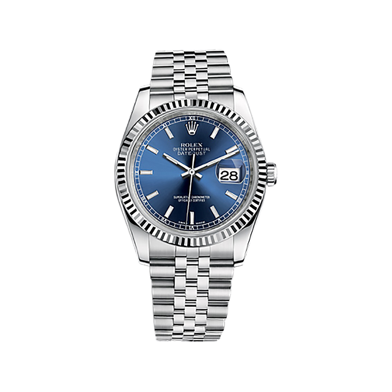 Datejust 36 116234 White Gold & Stainless Steel Watch (Blue) - Click Image to Close
