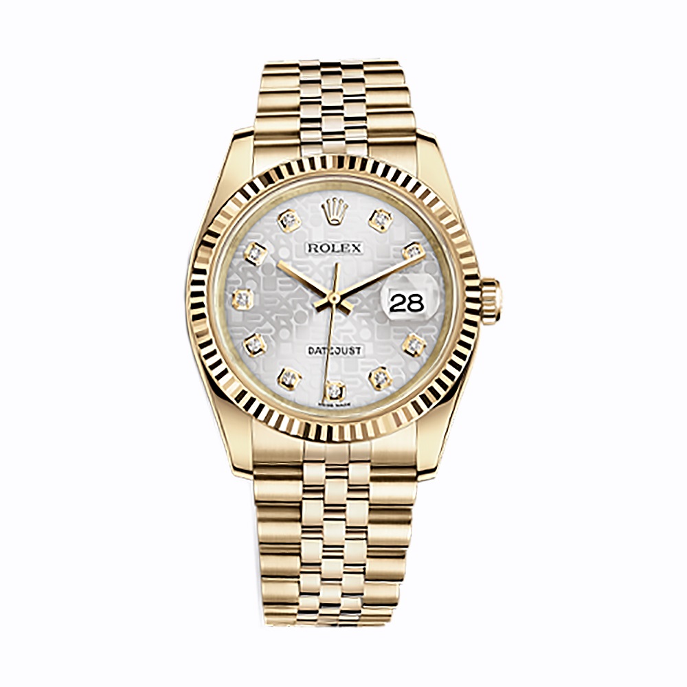 Datejust 36 116238 Gold Watch (Silver Jubilee Design Set with Diamonds) - Click Image to Close