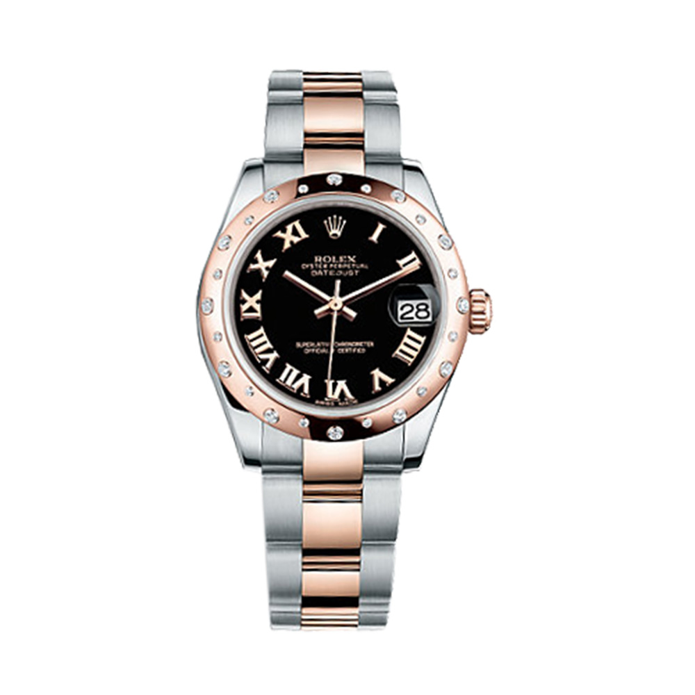 Datejust 31 178341 Rose Gold & Stainless Steel Watch (Black)