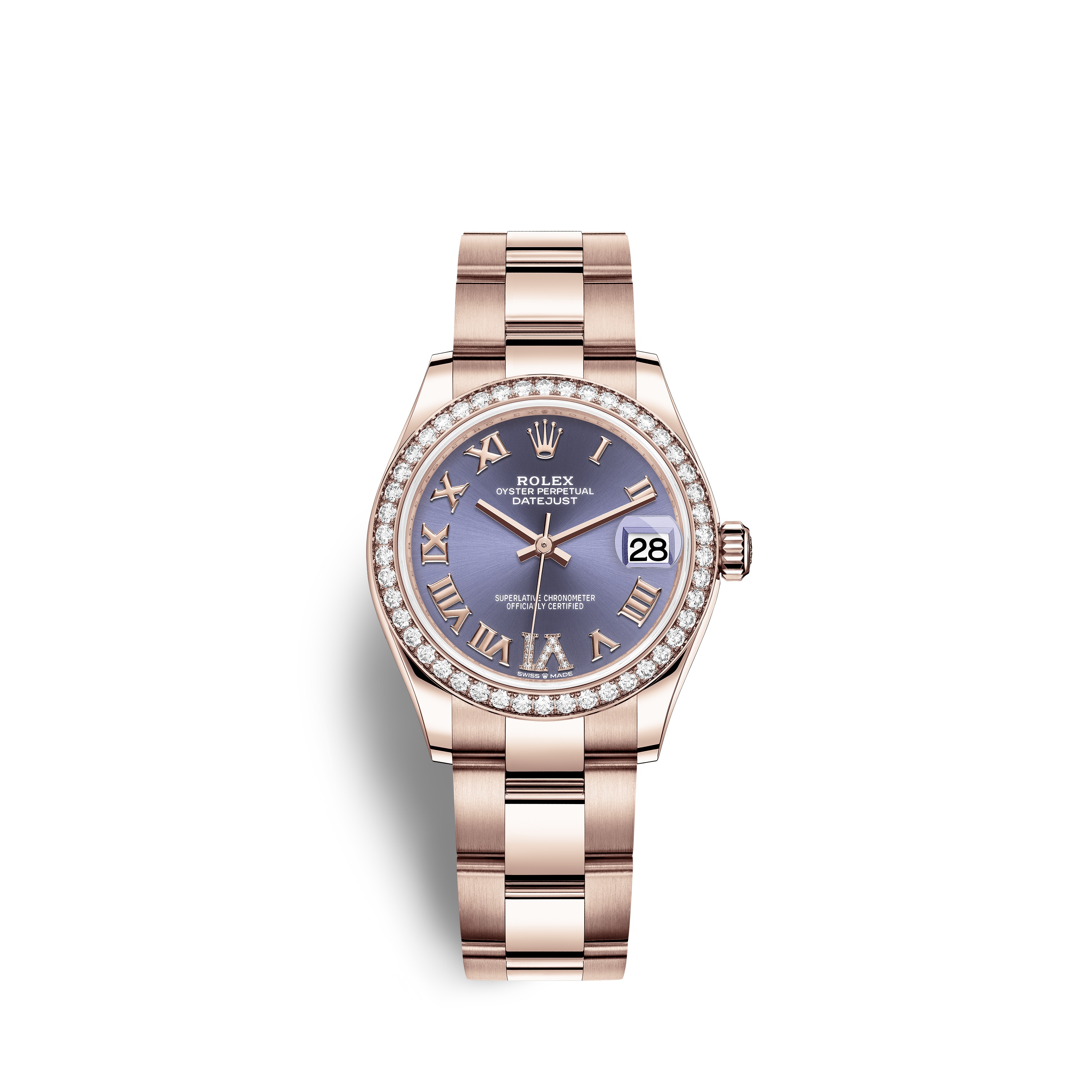 Datejust 31 278285RBR Rose Gold & Diamonds Watch (Aubergine Set with Diamonds)