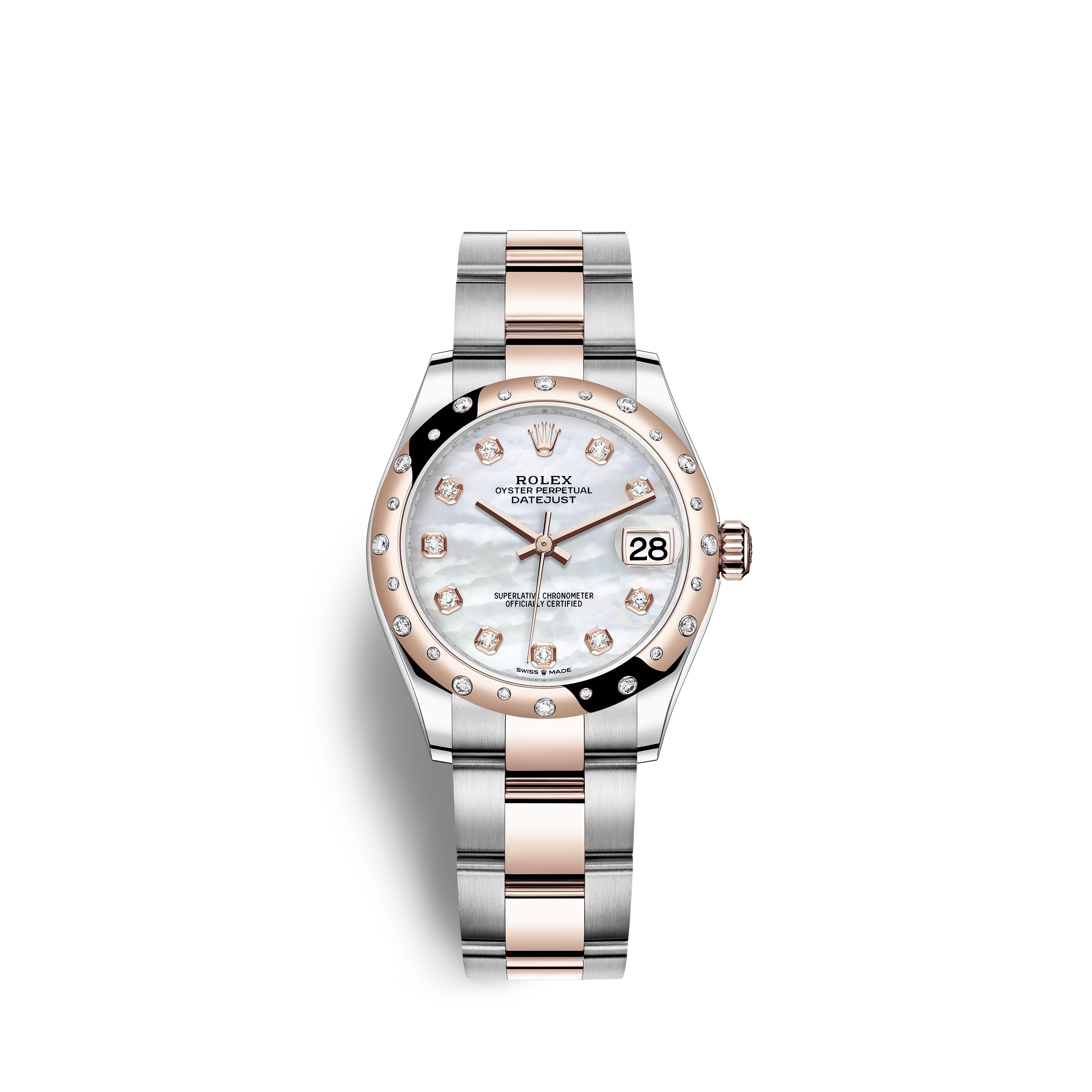 Datejust 31 278341RBR Rose Gold, Stainless Steel & Diamonds Watch (White Mother-of-Pearl Set with Diamonds)