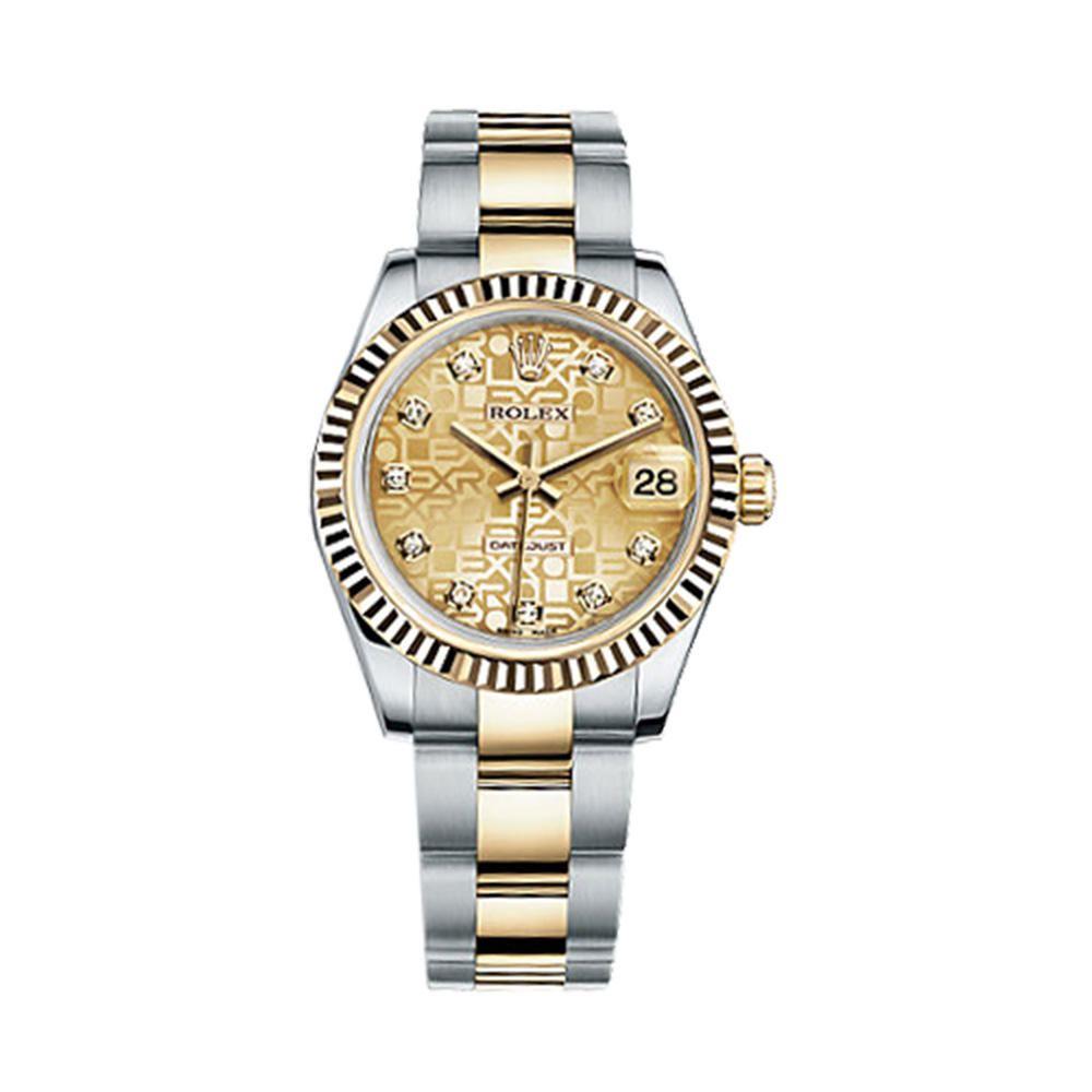 Datejust 31 178273 Gold & Stainless Steel Watch (Champagne Jubilee Design Set with Diamonds) - Click Image to Close