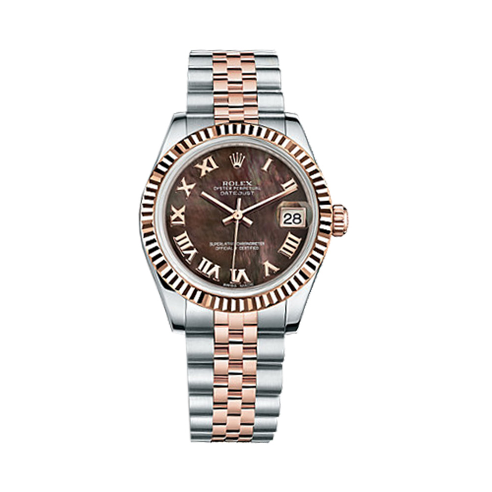 Datejust 31 178271 Rose Gold & Stainless Steel Watch (Black Mother-of-Pearl)