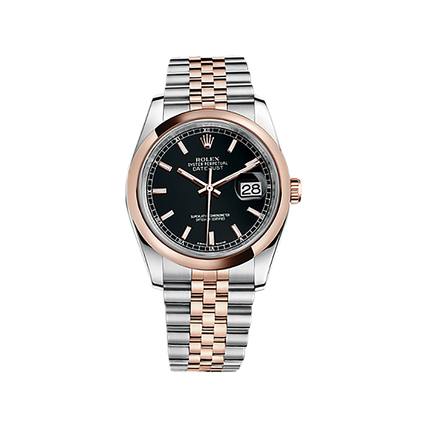 Datejust 36 116201 Rose Gold & Stainless Steel Watch (Black) - Click Image to Close