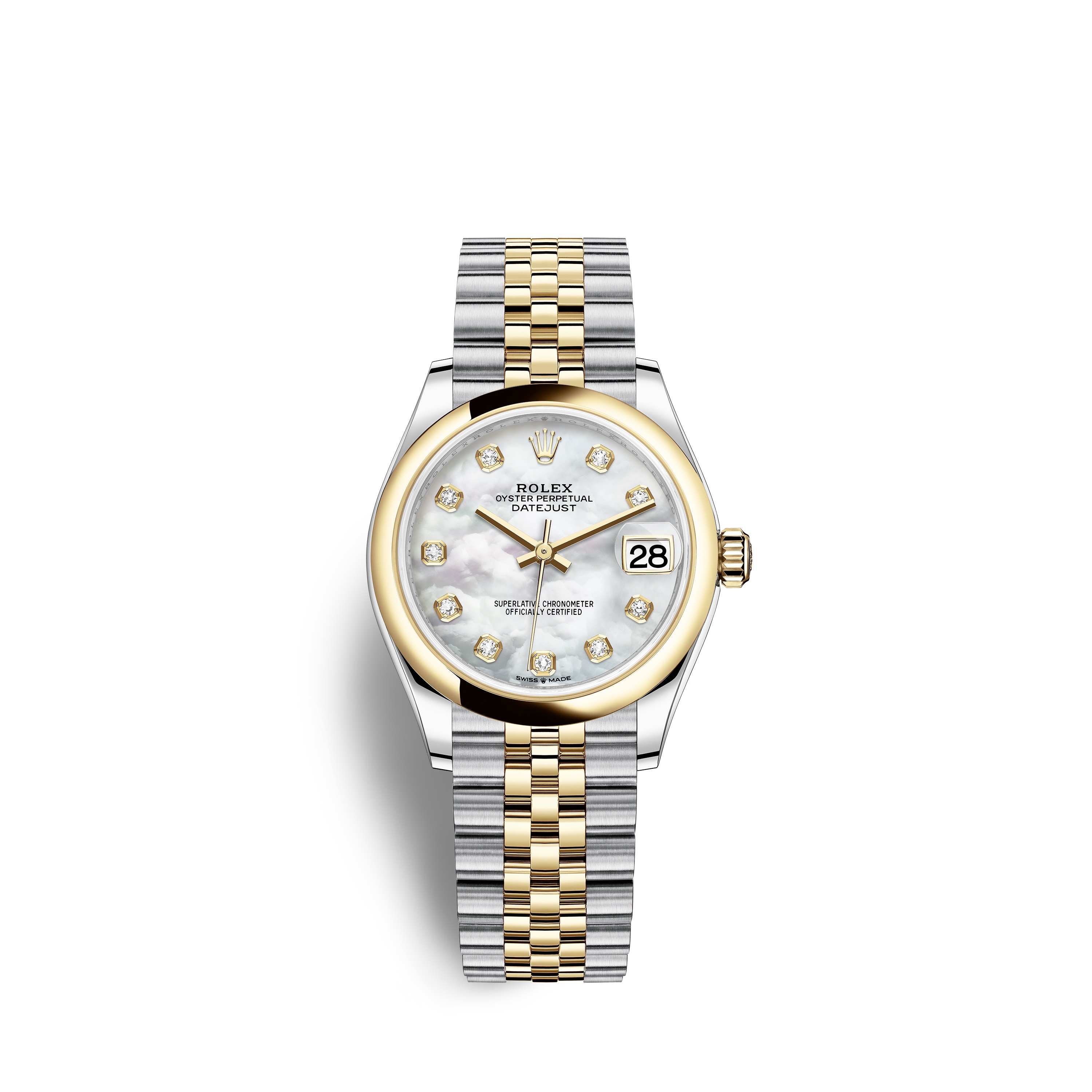 Datejust 31 278243 Gold & Stainless Watch (White Mother-of-Pearl Set with Diamonds) - Click Image to Close