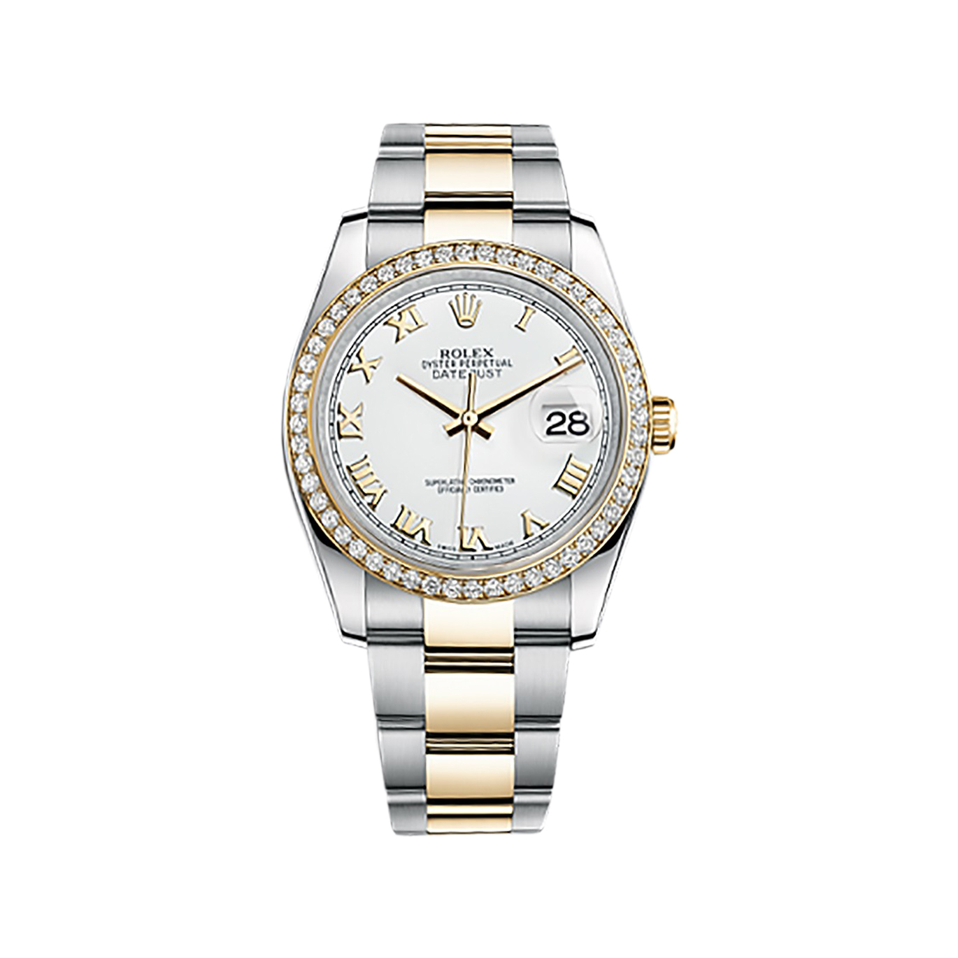 Datejust 36 116243 Gold & Stainless Steel Watch (White) - Click Image to Close