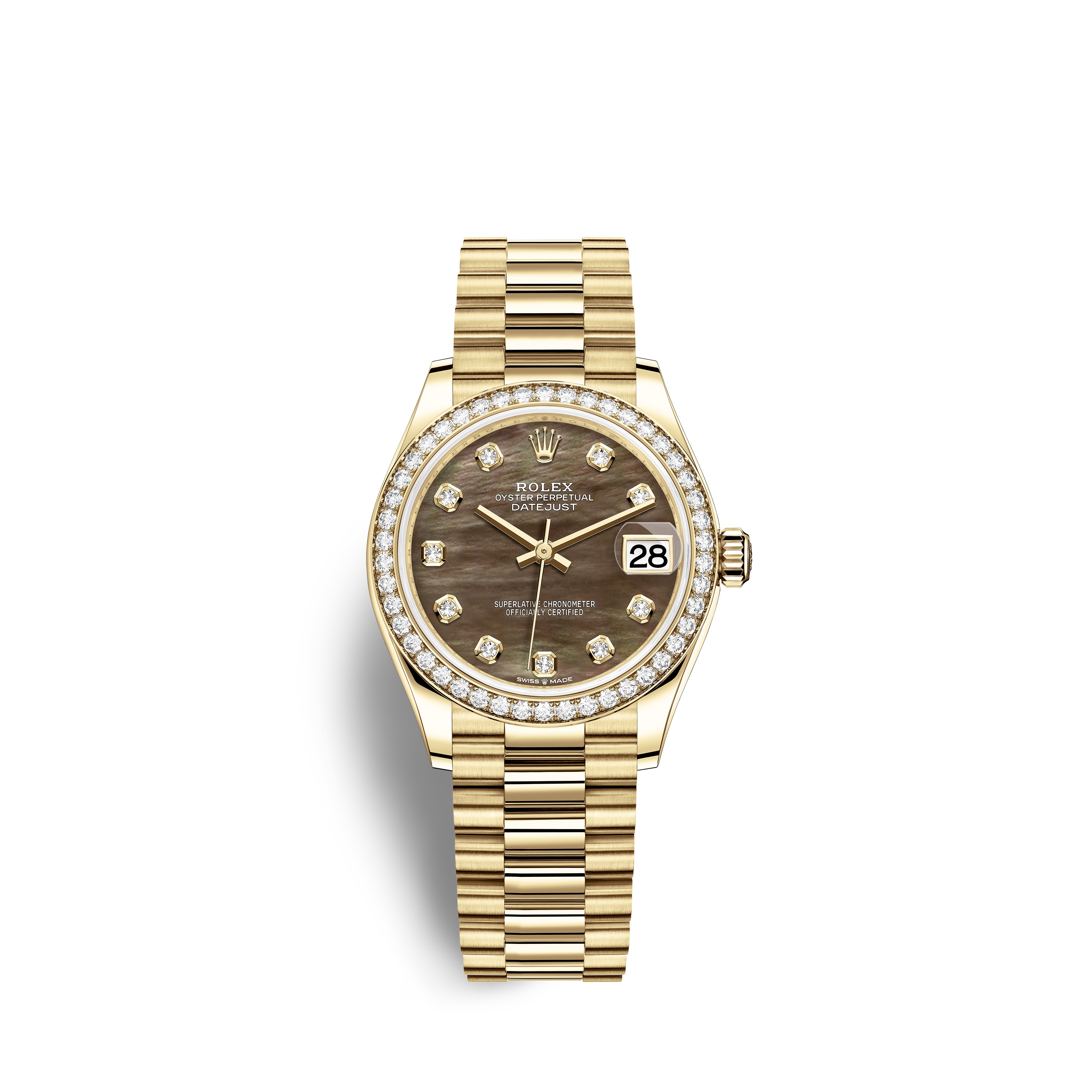 Datejust 31 278288RBR Gold & Diamonds Watch (Black Mother-of-Pearl Set with Diamonds)