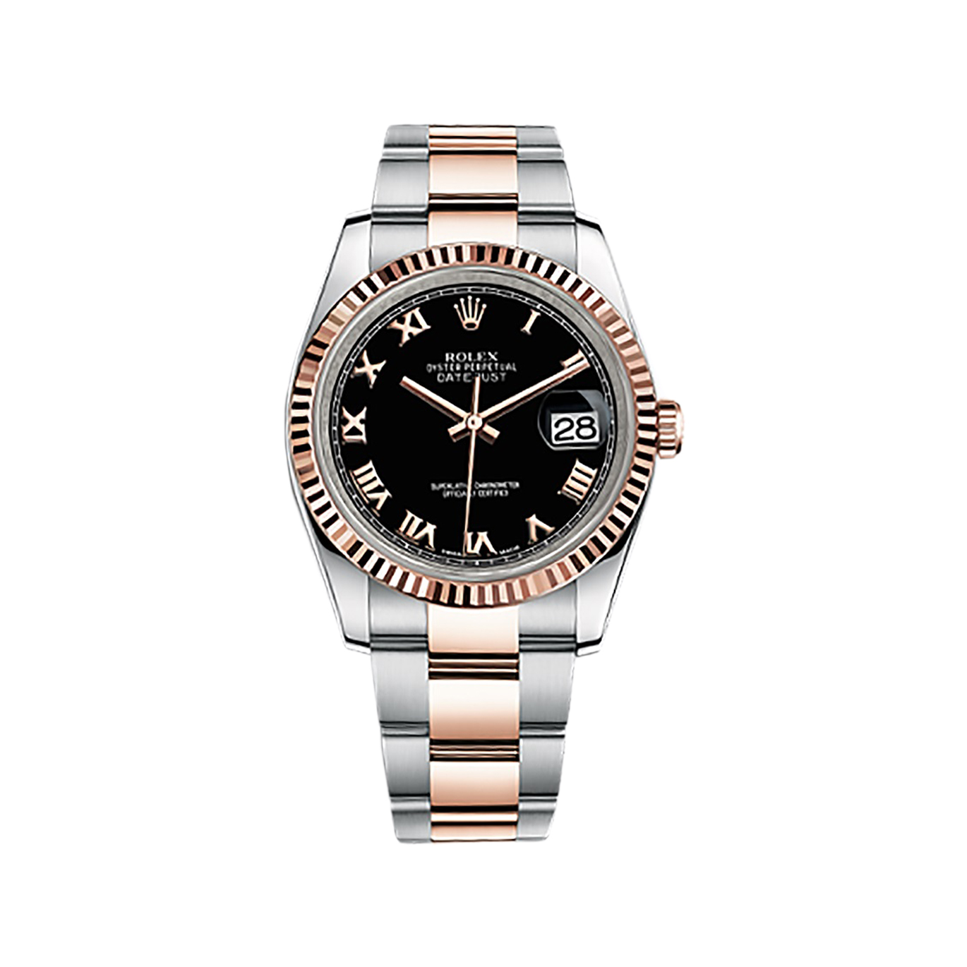 Datejust 36 116231 Rose Gold & Stainless Steel Watch (Black)