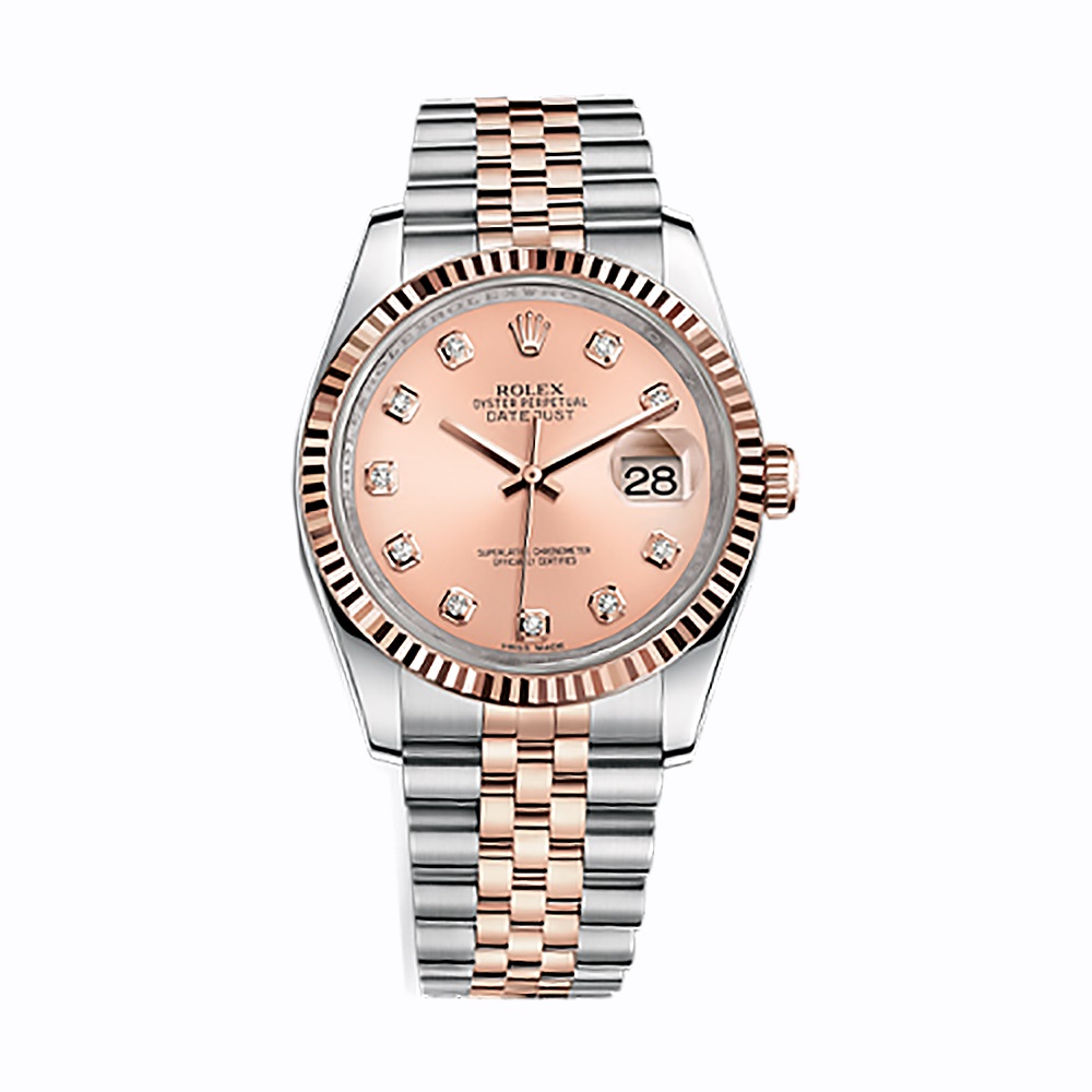 Datejust 36 116231 Rose Gold & Stainless Steel Watch (Pink Set with Diamonds)