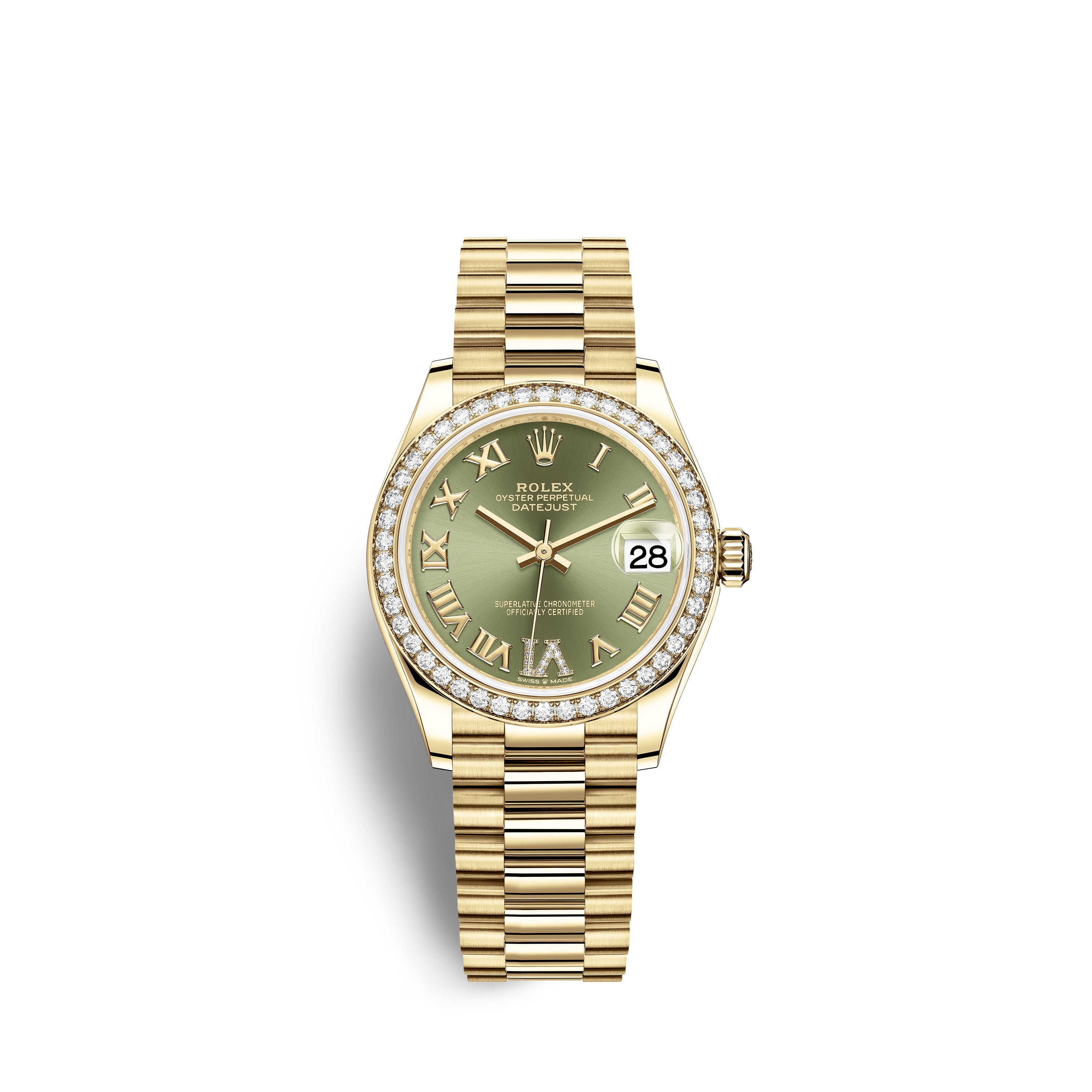 Datejust 31 278288RBR Gold & Diamonds Watch (Olive Green Set with Diamonds)