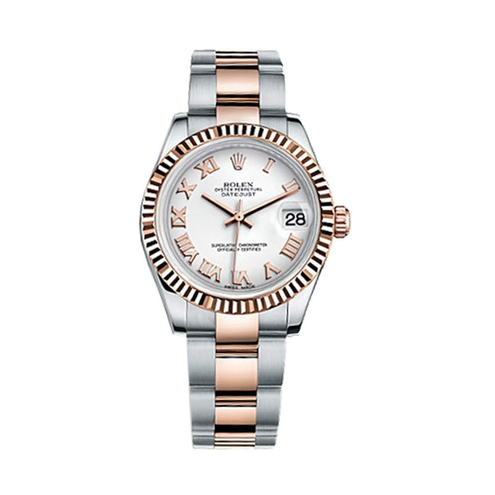 Datejust 31 178271 Rose Gold & Stainless Steel Watch (White) - Click Image to Close