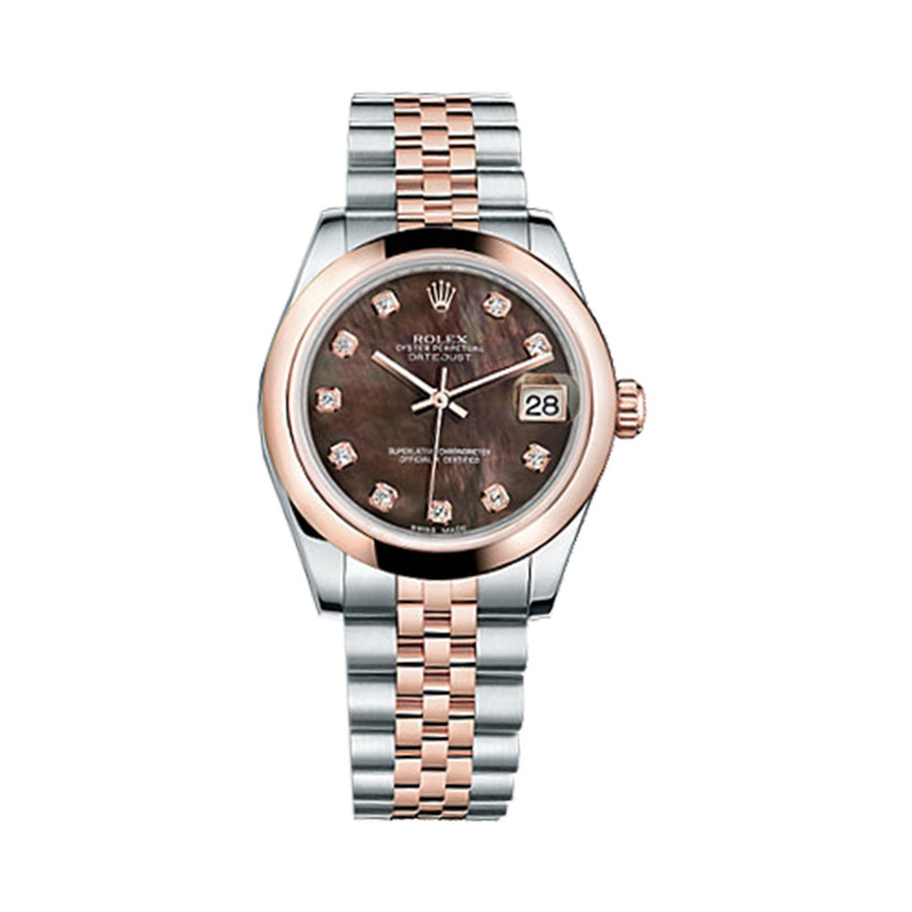 Datejust 31 178241 Rose Gold & Stainless Steel Watch (Black Mother-of-Pearl Set with Diamonds)