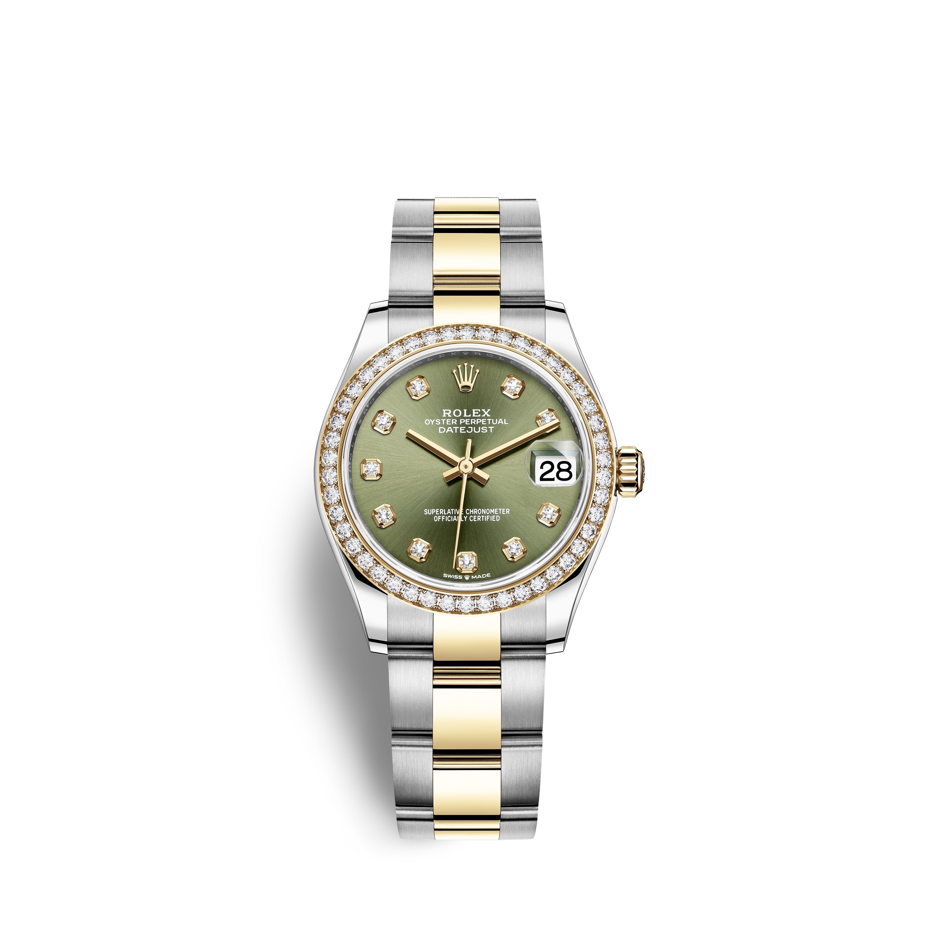 Datejust 31 278383RBR Gold & Stainless Steel Watch (Olive Green Set with Diamonds) - Click Image to Close