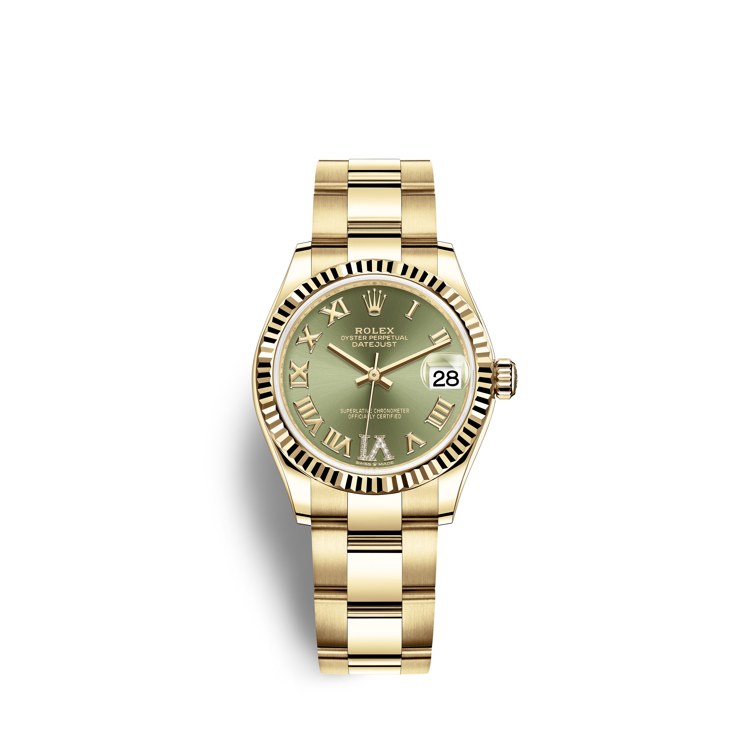 Datejust 31 278278 Gold Watch (Olive Green Set with Diamonds)
