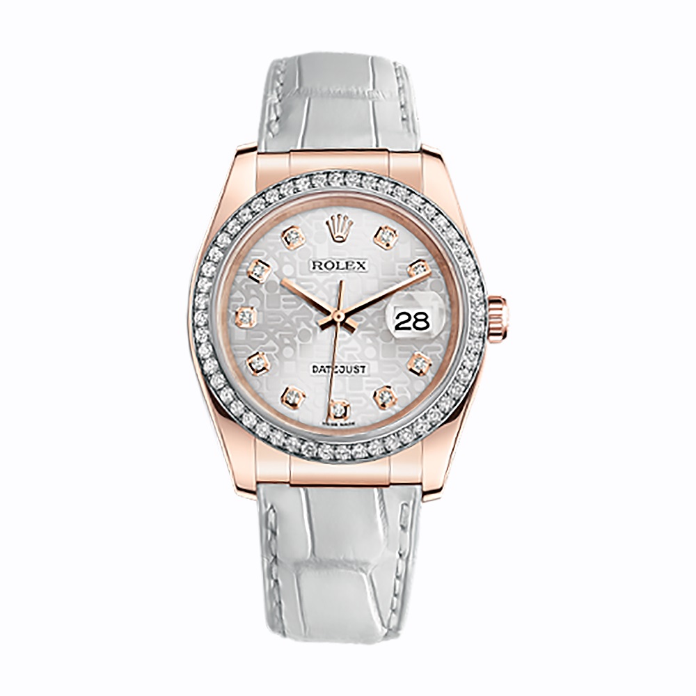 Datejust 36 116185 Rose Gold Watch (Silver Jubilee Design Set with Diamonds)