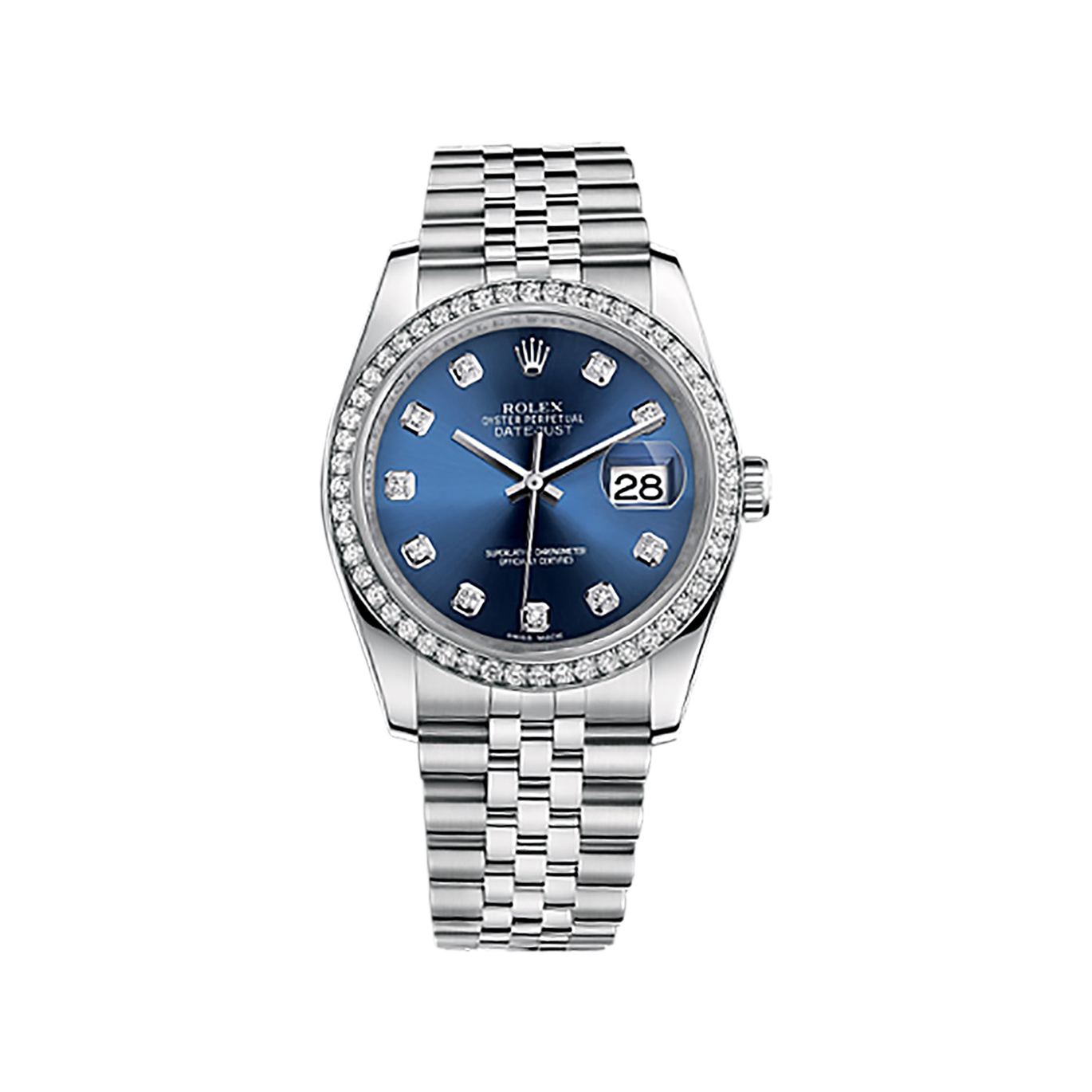 Datejust 36 116244 White Gold & Stainless Steel Watch (Blue Set with Diamonds)