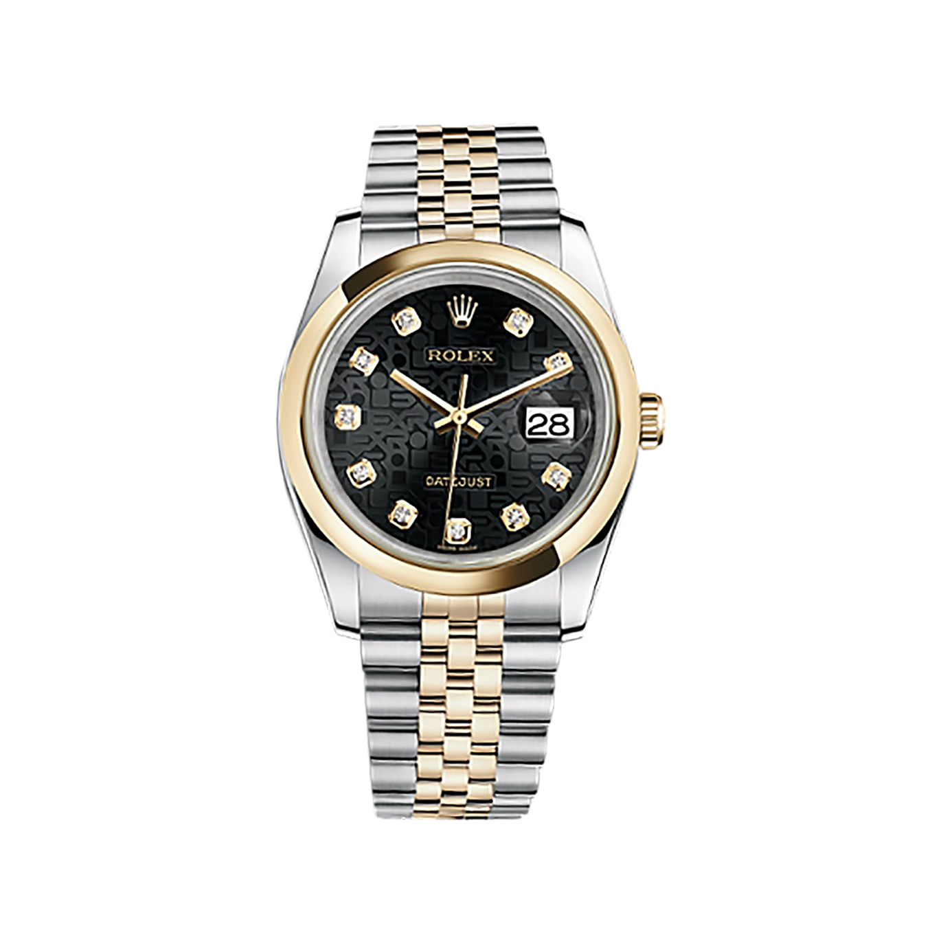 Datejust 36 116203 Gold & Stainless Steel Watch (Black Jubilee Design Set with Diamonds)