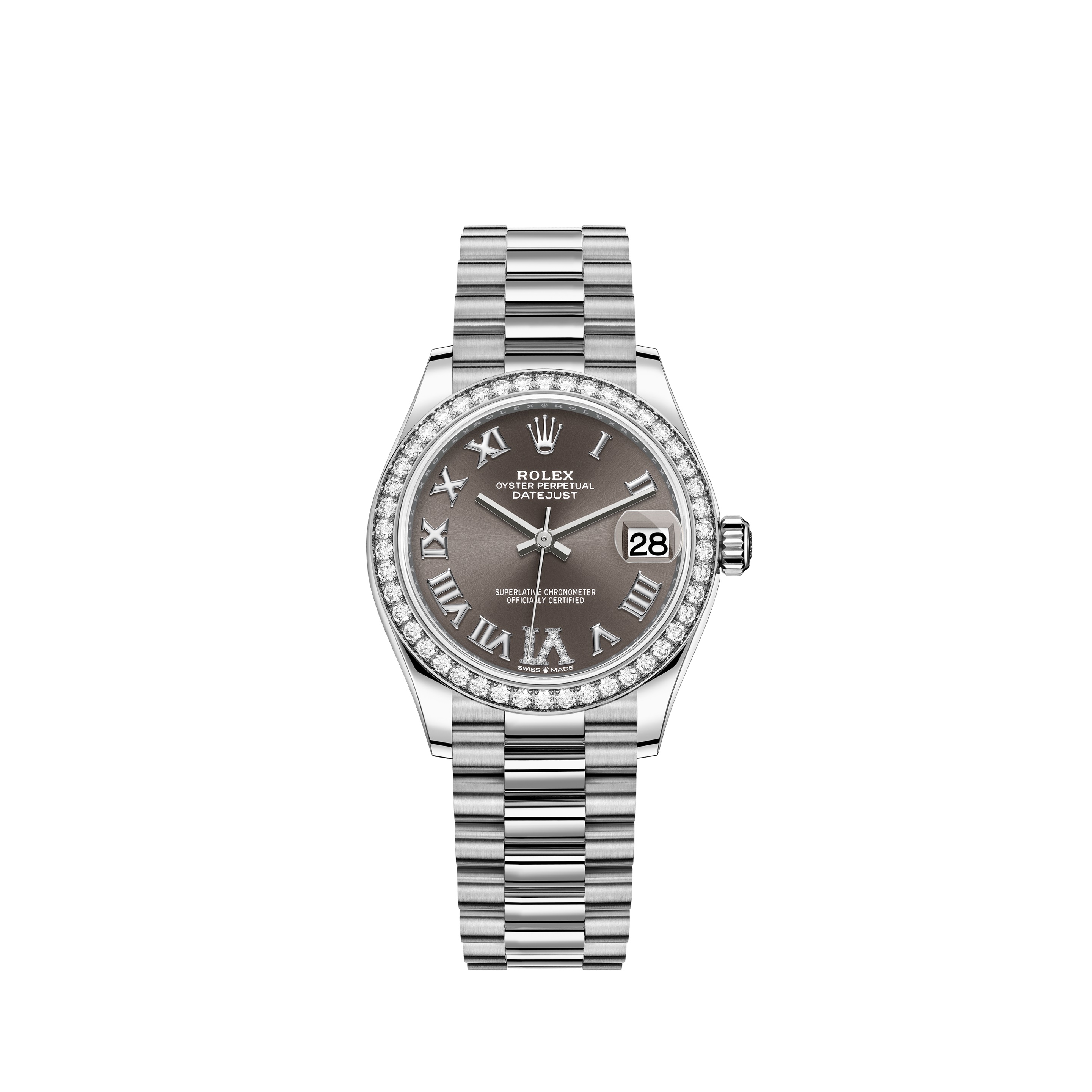 Datejust 31 278289RBR White Gold Watch (Dark Grey Set with Diamonds)