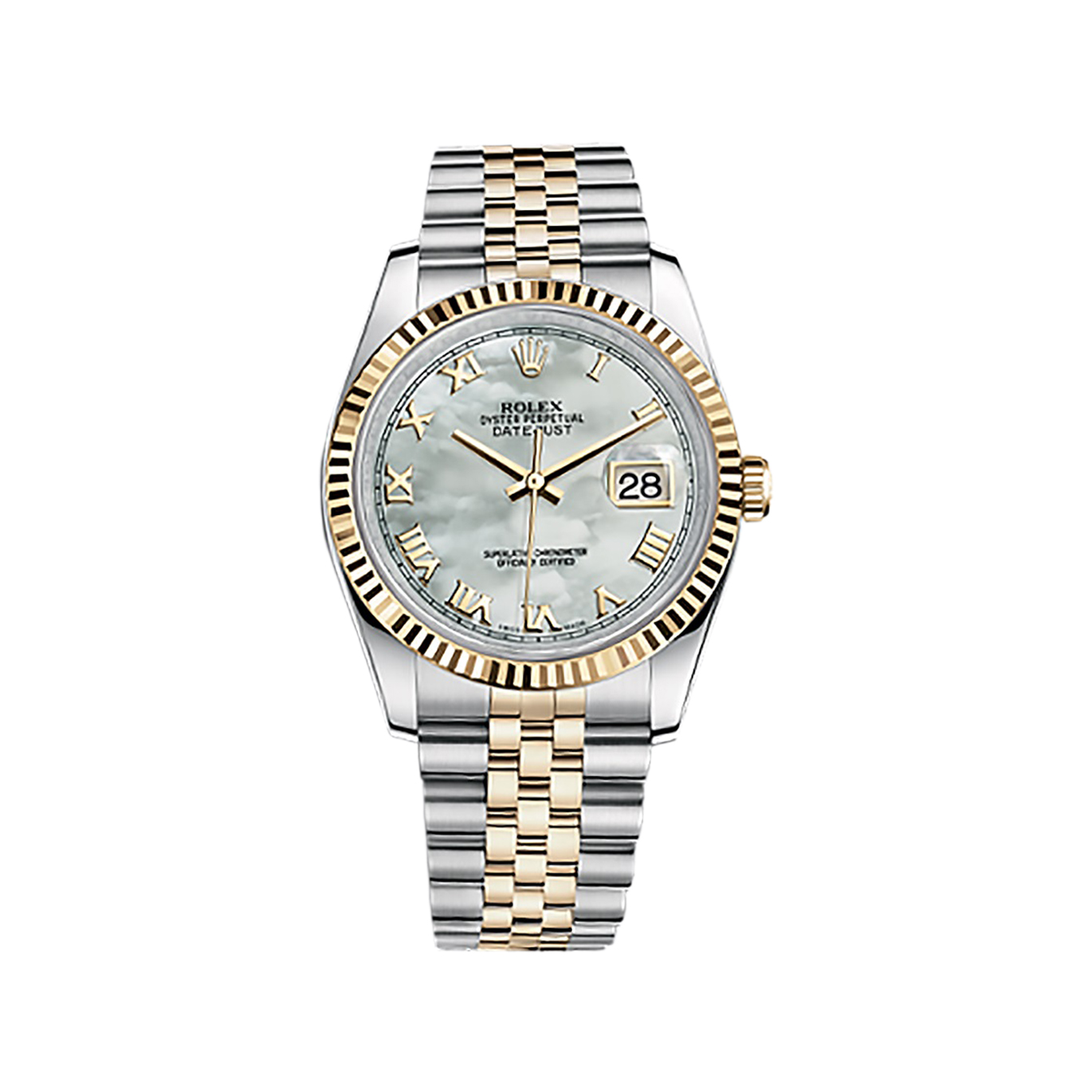 Datejust 36 116233 Gold & Stainless Steel Watch (White Mother-of-Pearl) - Click Image to Close