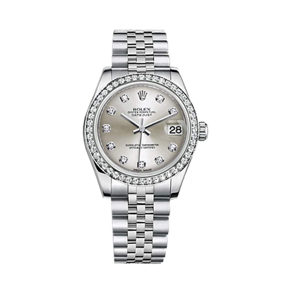 Datejust 31 178384 White Gold & Stainless Steel Watch (Silver Set with Diamonds)