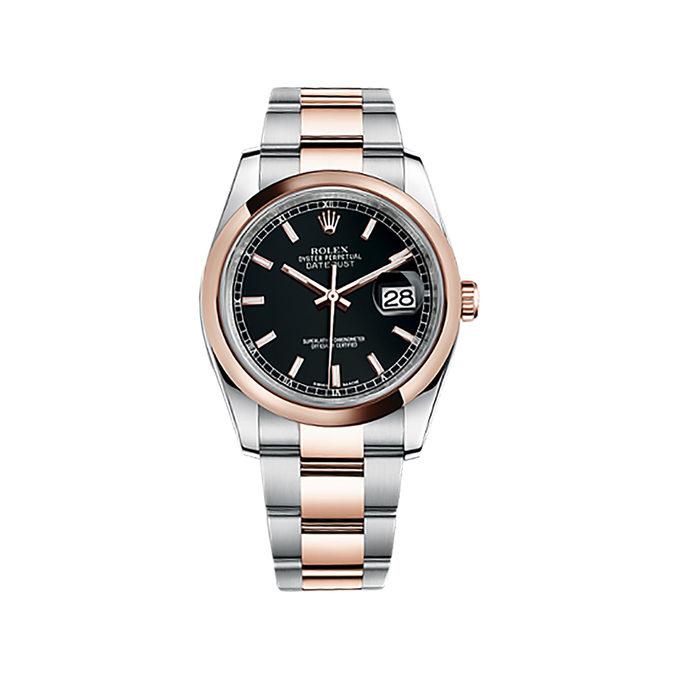 Datejust 36 116201 Rose Gold & Stainless Steel Watch (Black)