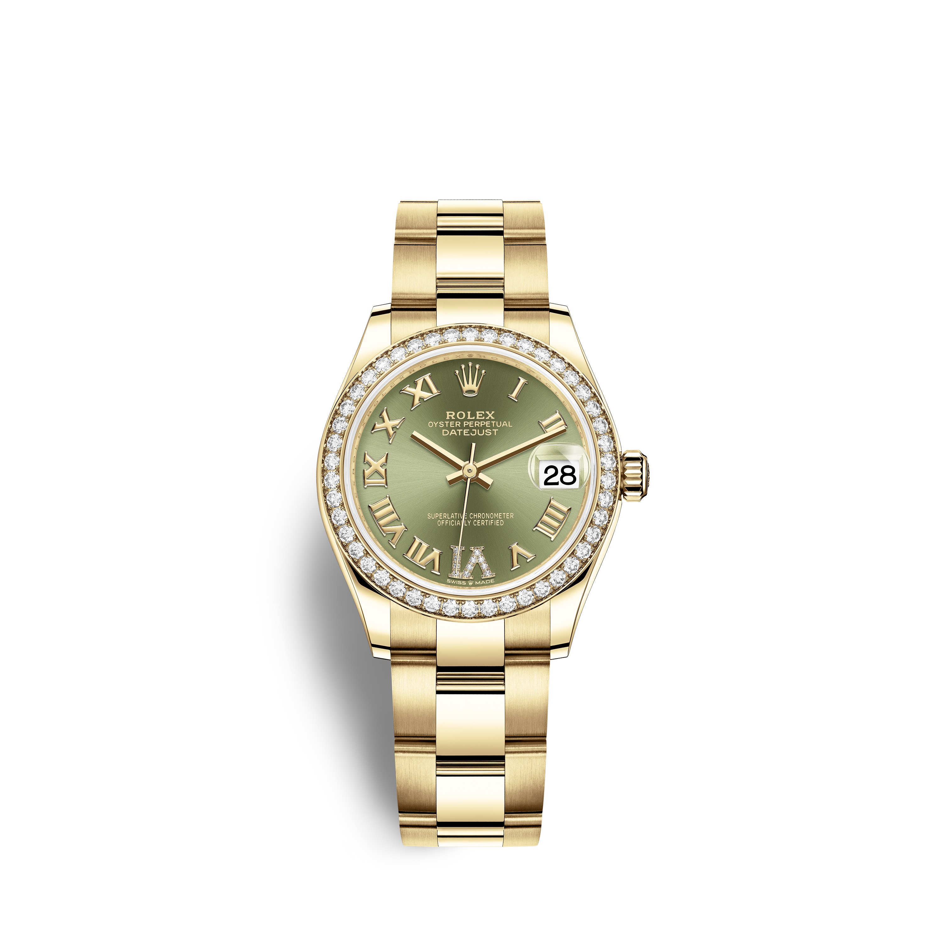 Datejust 31 278288RBR Gold & Diamonds Watch (Olive Green Set with Diamonds)