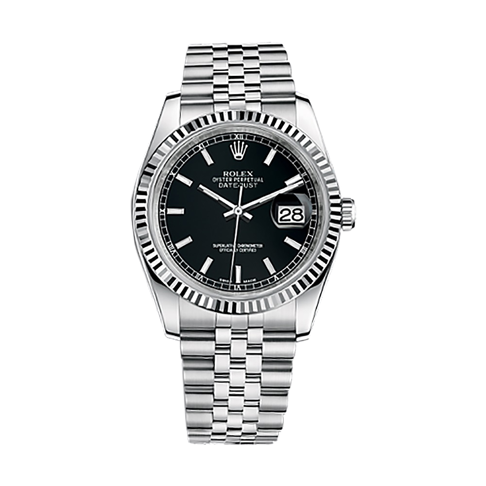 Datejust 36 116234 White Gold & Stainless Steel Watch (Black)