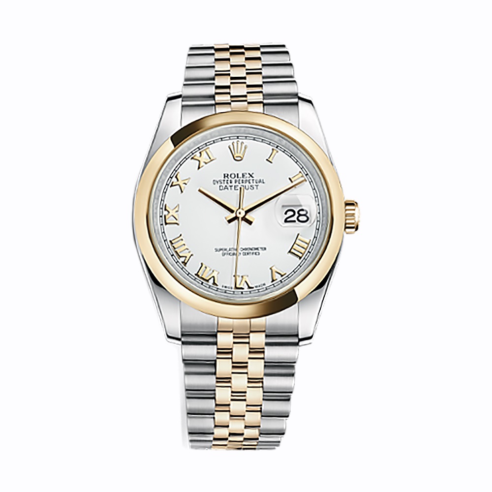 Datejust 36 116203 Gold & Stainless Steel Watch (White) - Click Image to Close