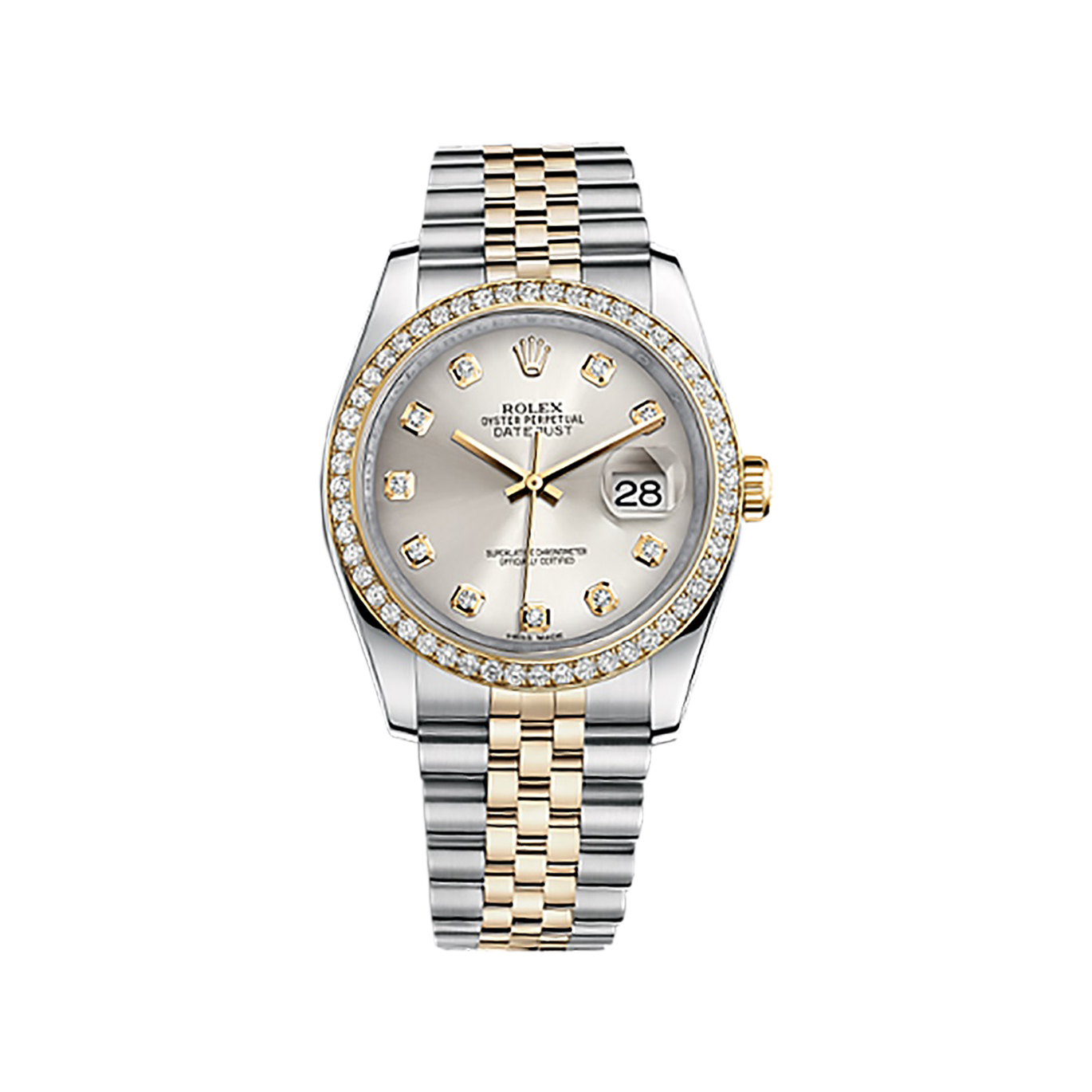 Datejust 36 116243 Gold & Stainless Steel Watch (Silver Set with Diamonds)