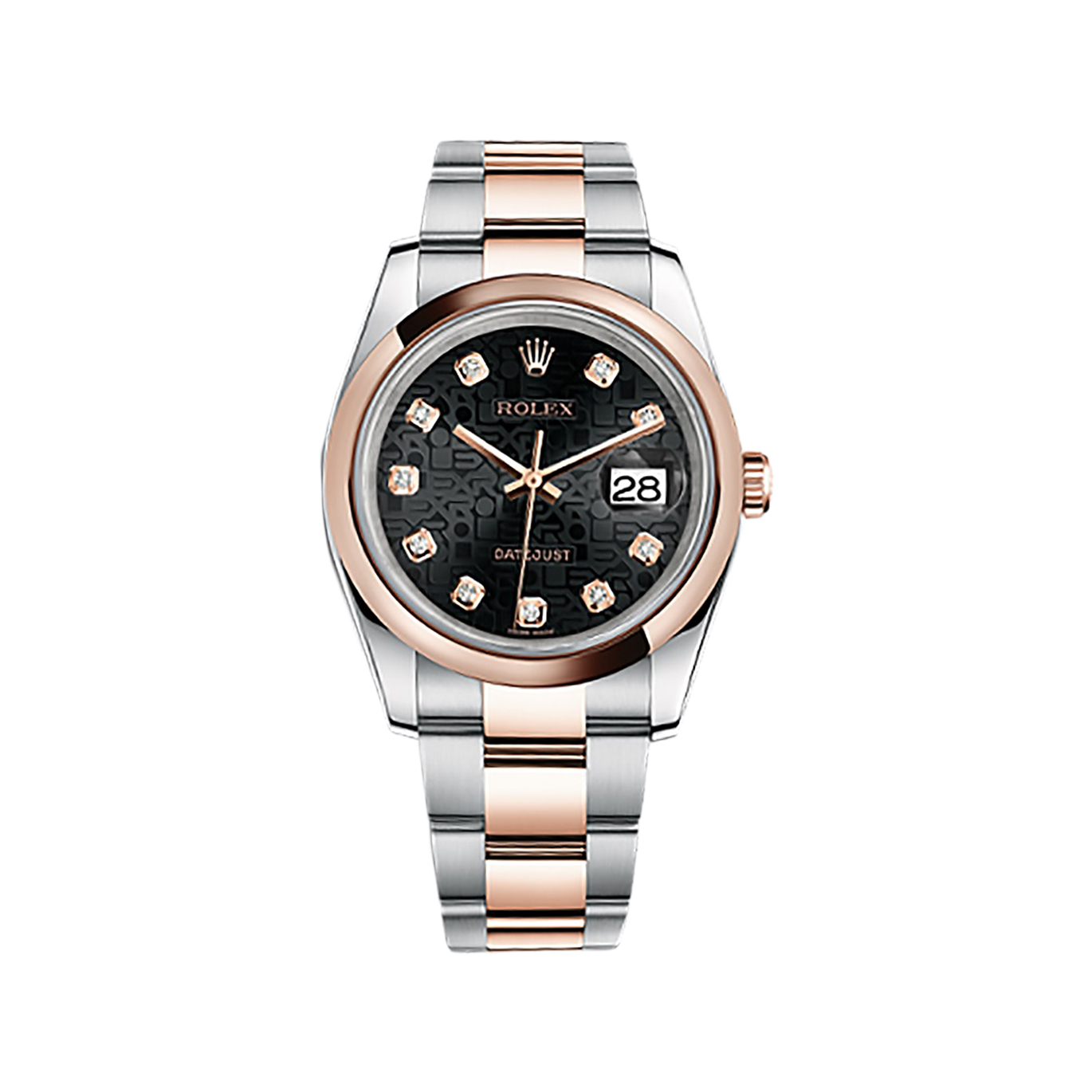 Datejust 36 116201 Rose Gold & Stainless Steel Watch (Black Jubilee Design Set with Diamonds)