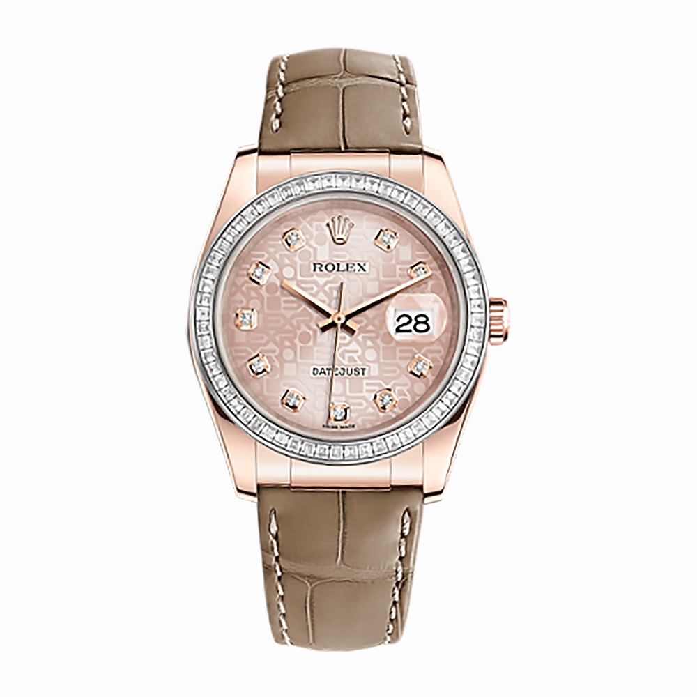 Datejust 36 116185BBR Rose Gold Watch (Pink Jubilee Design Set with Diamonds)