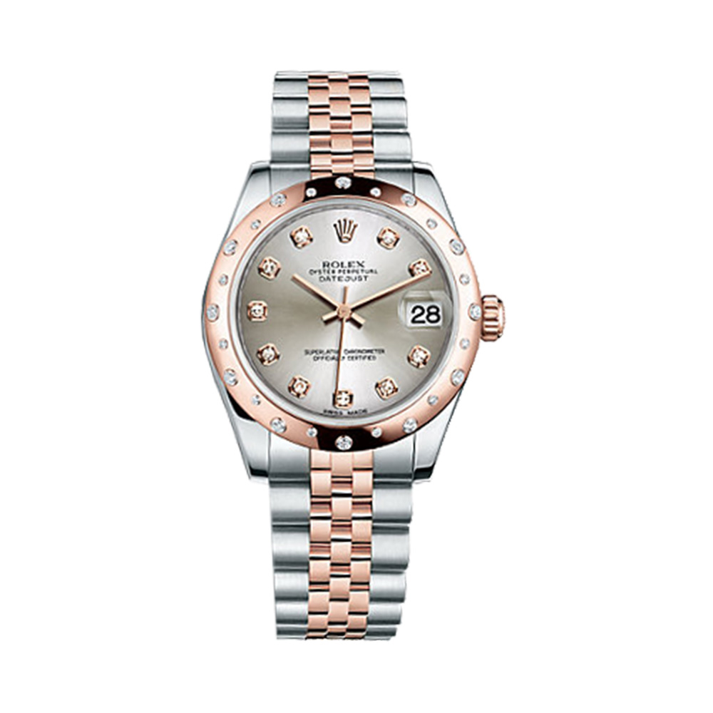 Datejust 31 178341 Rose Gold & Stainless Steel Watch (Silver Set with Diamonds)