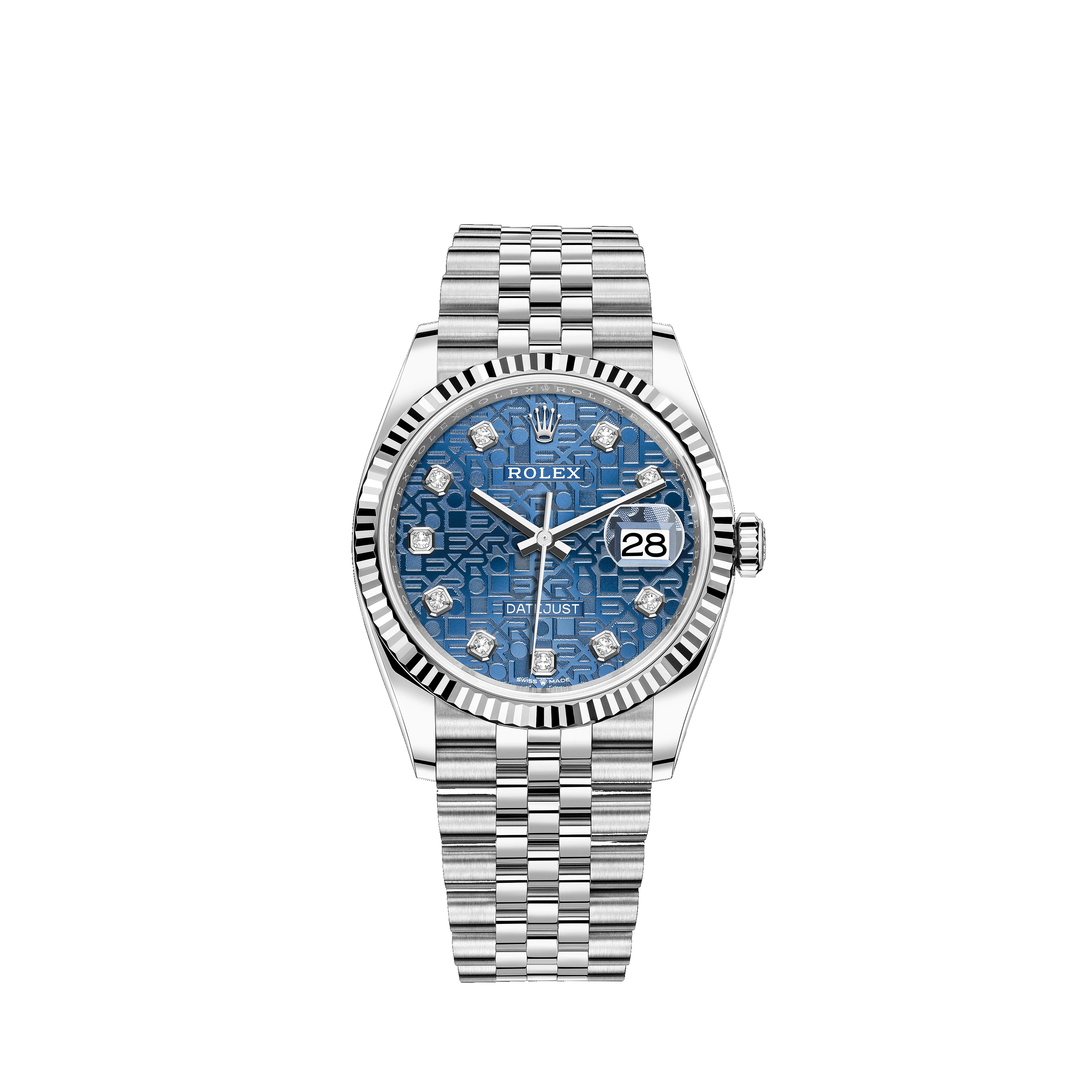 Datejust 36 126234 White Gold & Stainless Steel Watch (Blue Jubilee Design Set with Diamonds)