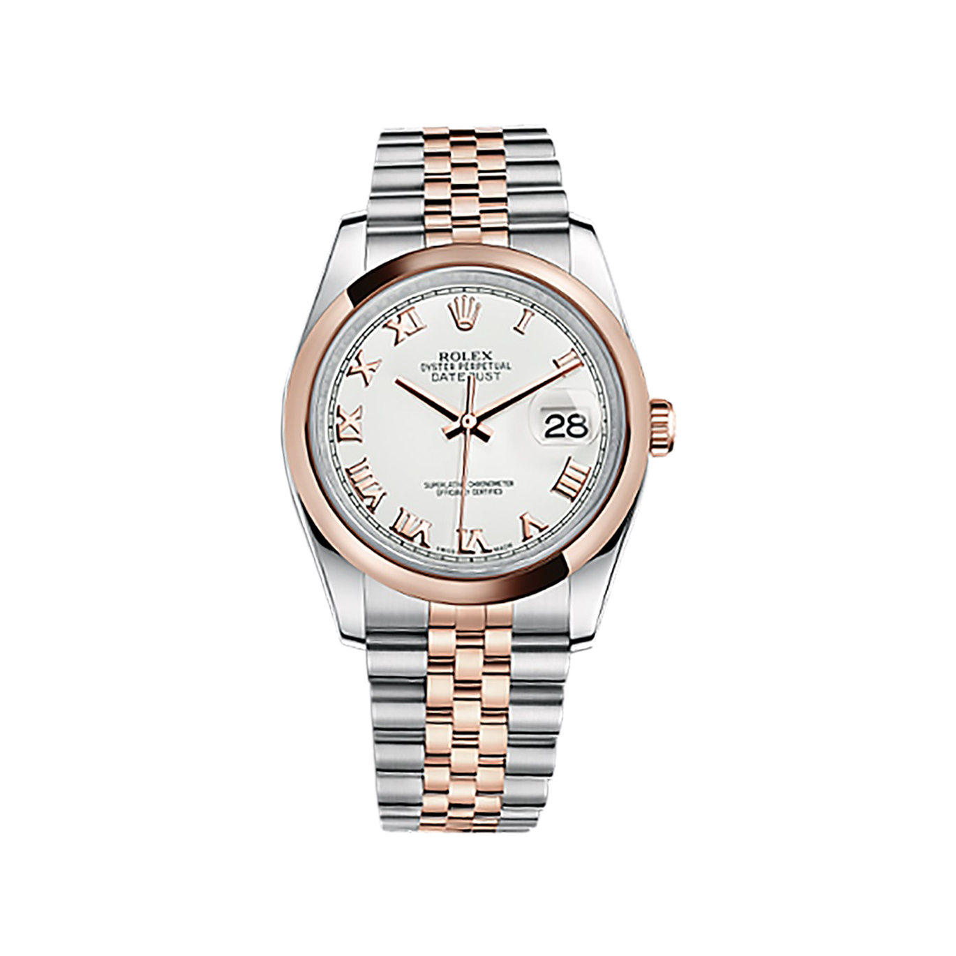 Datejust 36 116201 Rose Gold & Stainless Steel Watch (White) - Click Image to Close