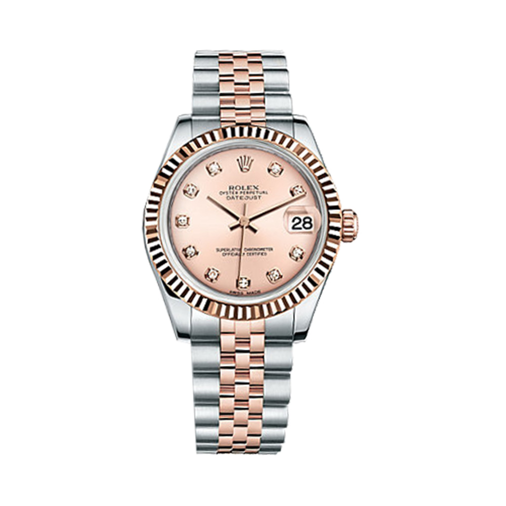 Datejust 31 178271 Rose Gold & Stainless Steel Watch (Pink Set with Diamonds) - Click Image to Close