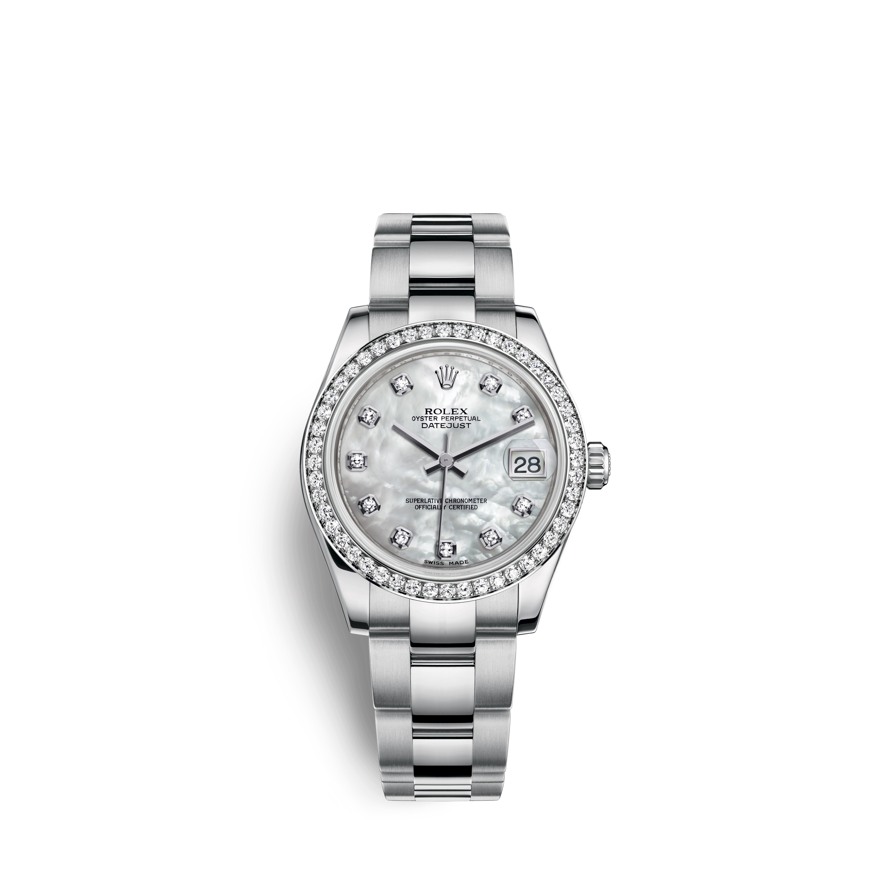 Datejust 31 178384 White Gold & Diamonds Watch (White Mother-of-Pearl Set with Diamonds)