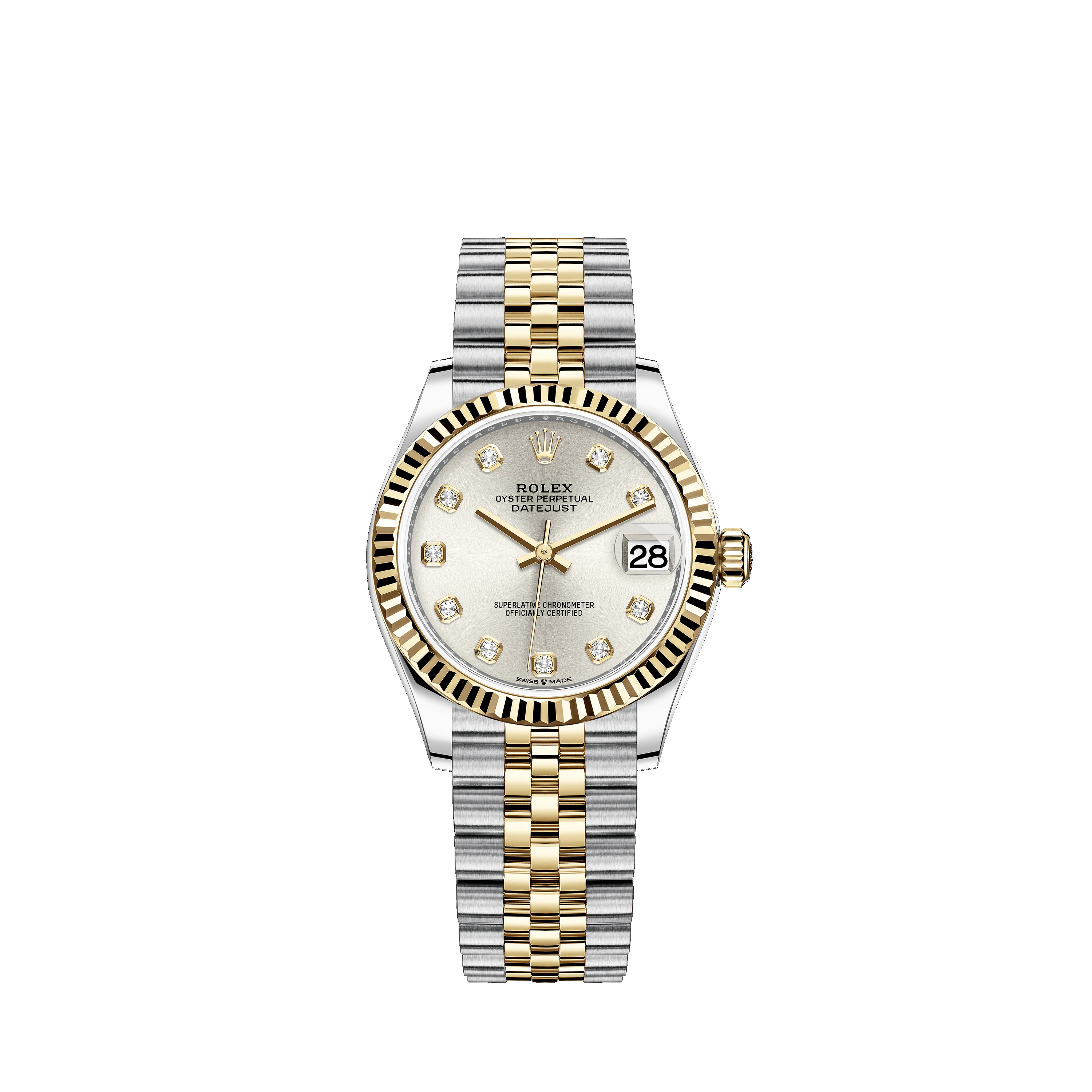 Datejust 31 278273 Gold & Stainless Steel Watch (Silver Set with Diamonds) - Click Image to Close