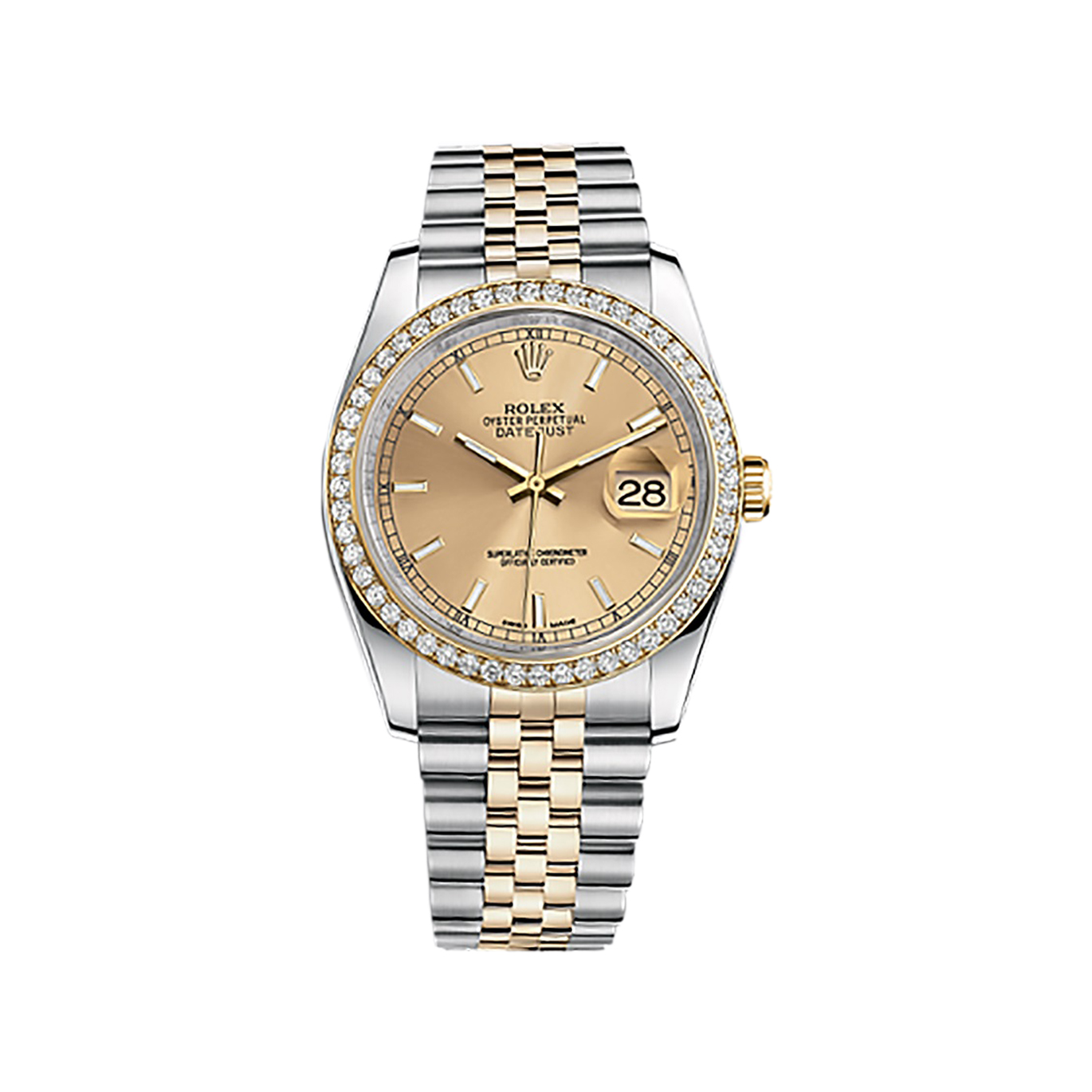 Datejust 36 116243 Gold & Stainless Steel Watch (Champagne)