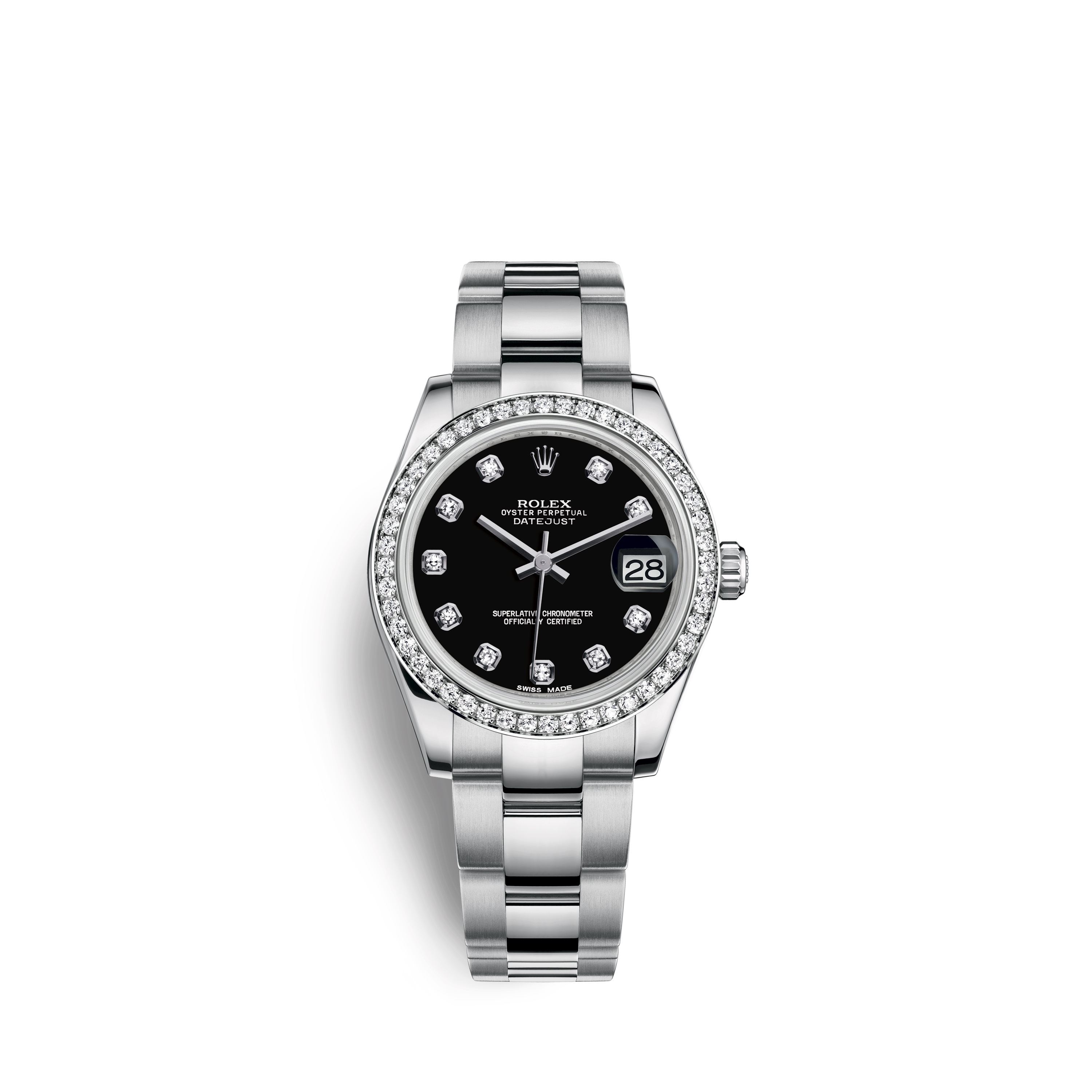 Datejust 31 178384 White Gold & Diamonds Watch (Black Set with Diamonds)