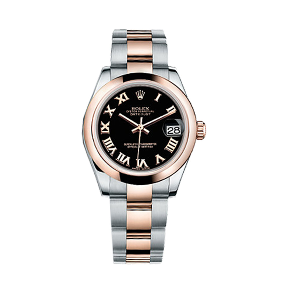 Datejust 31 178241 Rose Gold & Stainless Steel Watch (Black) - Click Image to Close