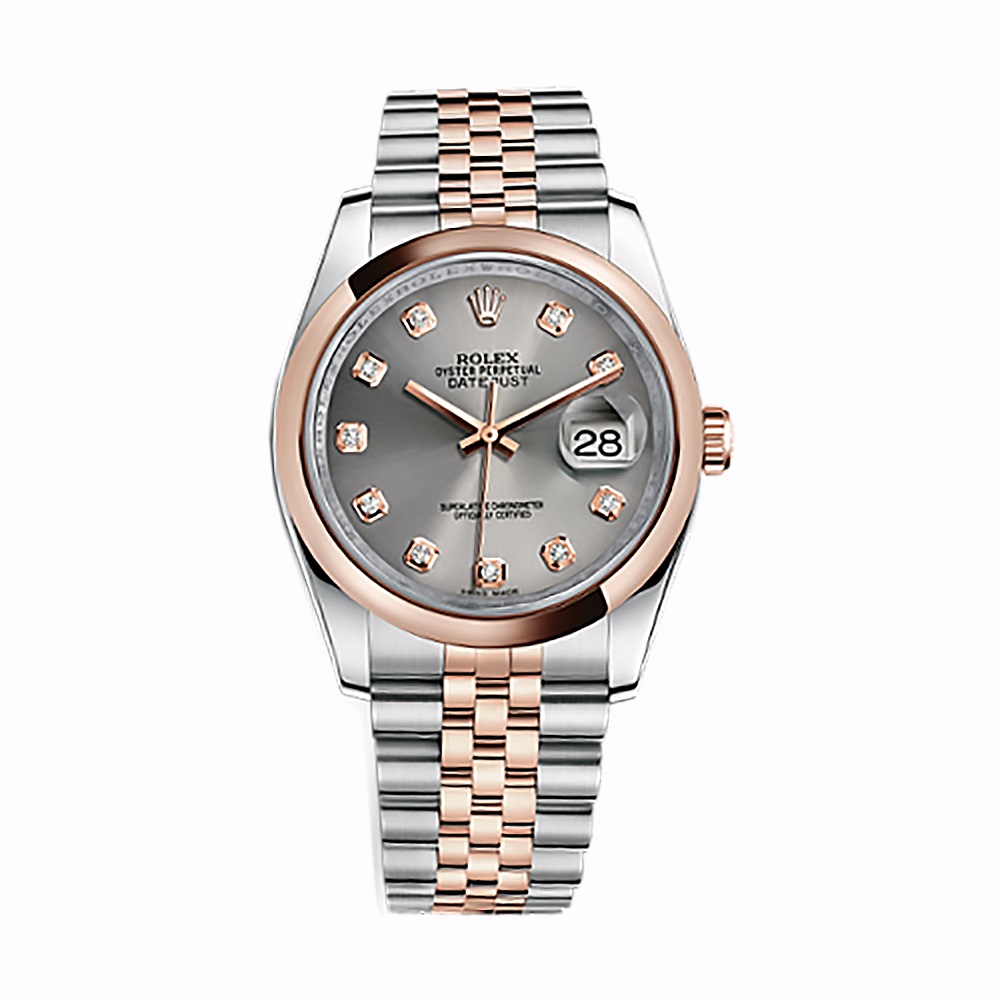 Datejust 36 116201 Rose Gold & Stainless Steel Watch (Steel Set with Diamonds)