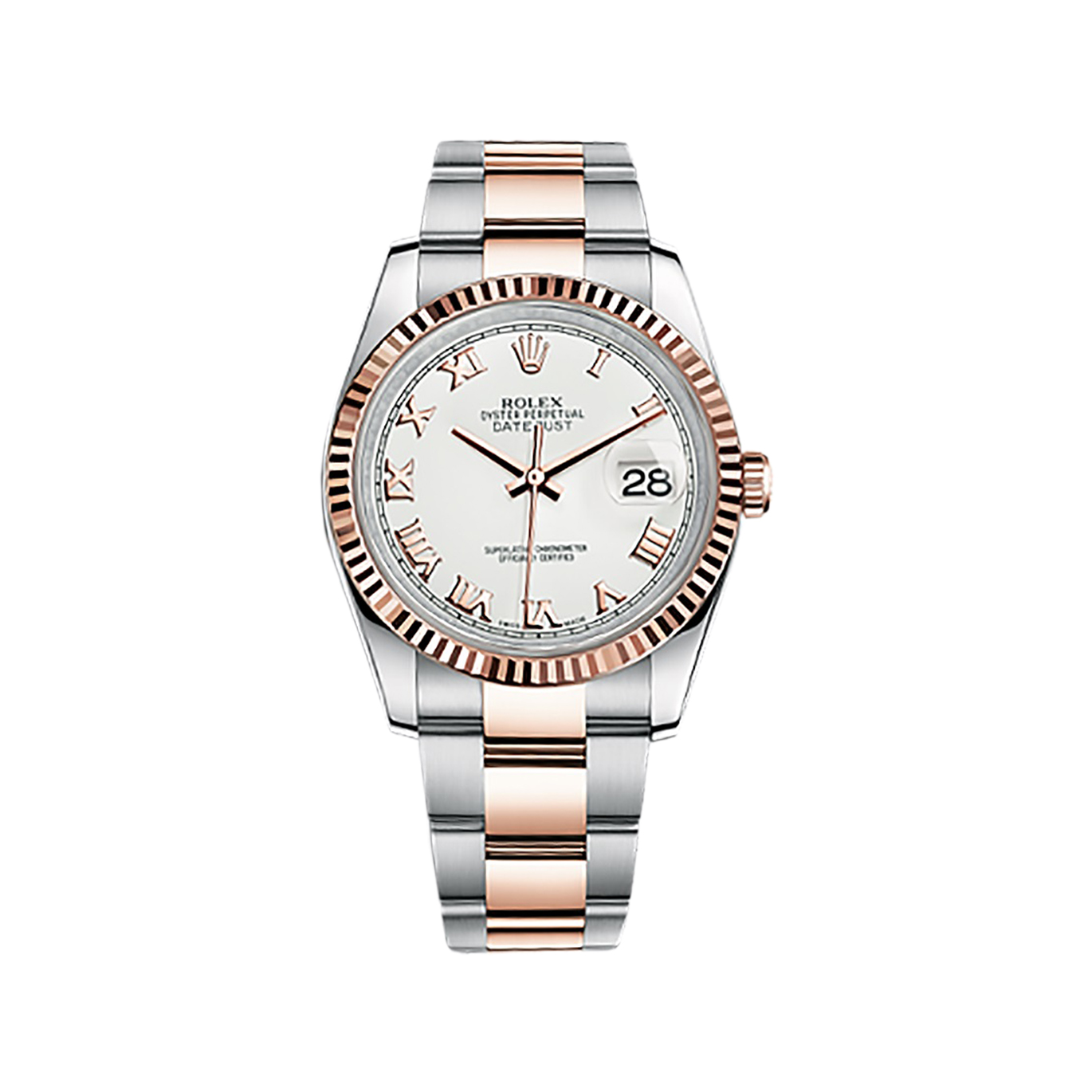 Datejust 36 116231 Rose Gold & Stainless Steel Watch (White)