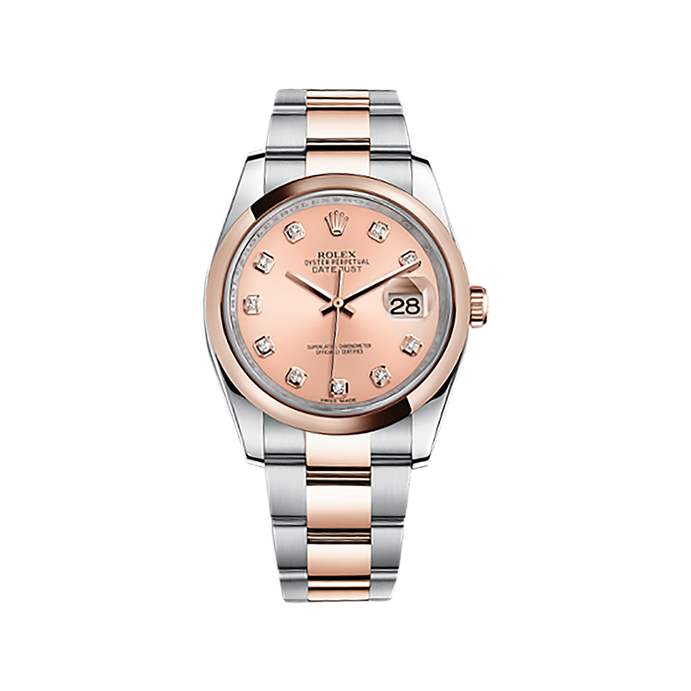 Datejust 36 116201 Rose Gold & Stainless Steel Watch (Pink Set with Diamonds) - Click Image to Close