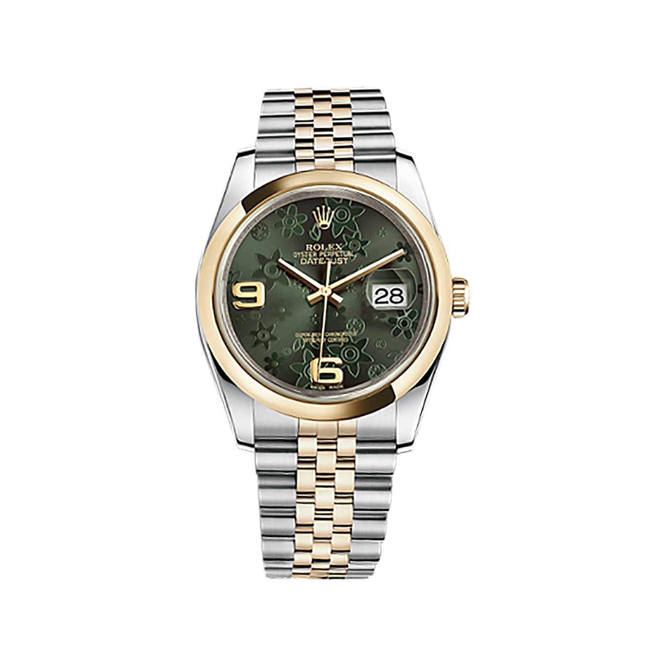 Datejust 36 116203 Gold & Stainless Steel Watch (Green Floral Motif)