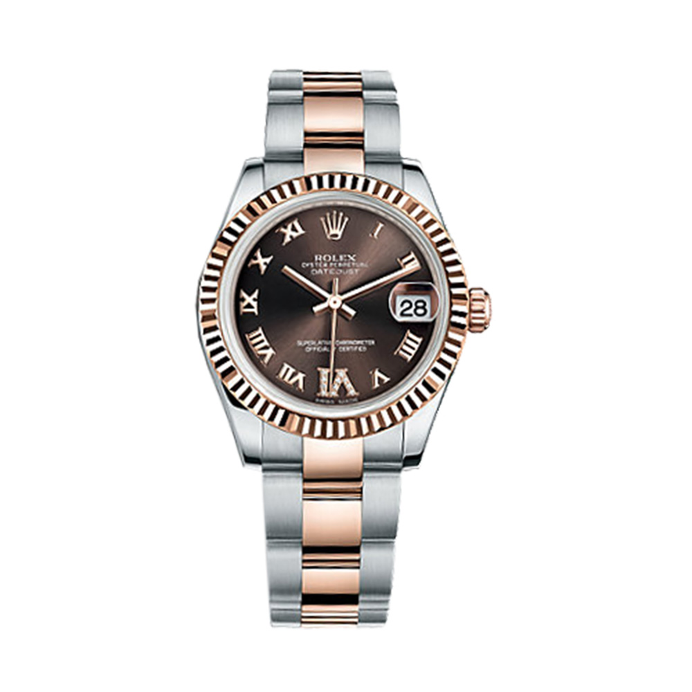 Datejust 31 178271 Rose Gold & Stainless Steel Watch (Chocolate Set with Diamonds) - Click Image to Close