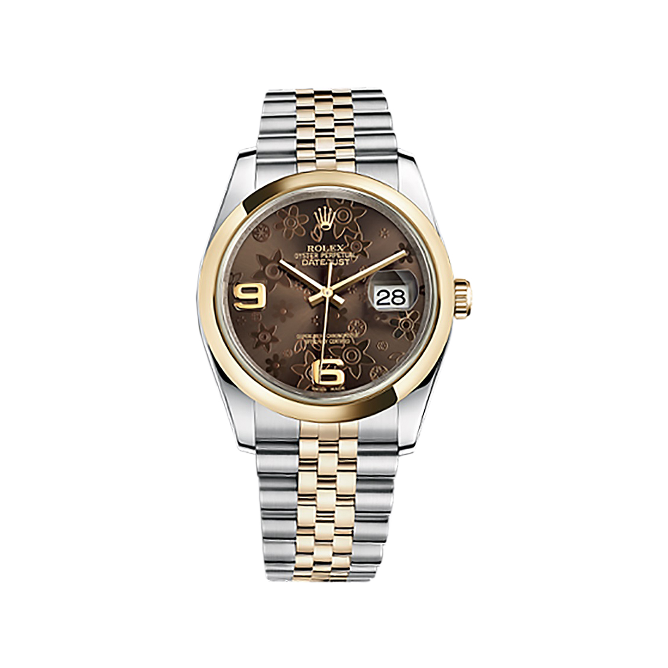 Datejust 36 116203 Gold & Stainless Steel Watch (Bronze Floral Motif) - Click Image to Close