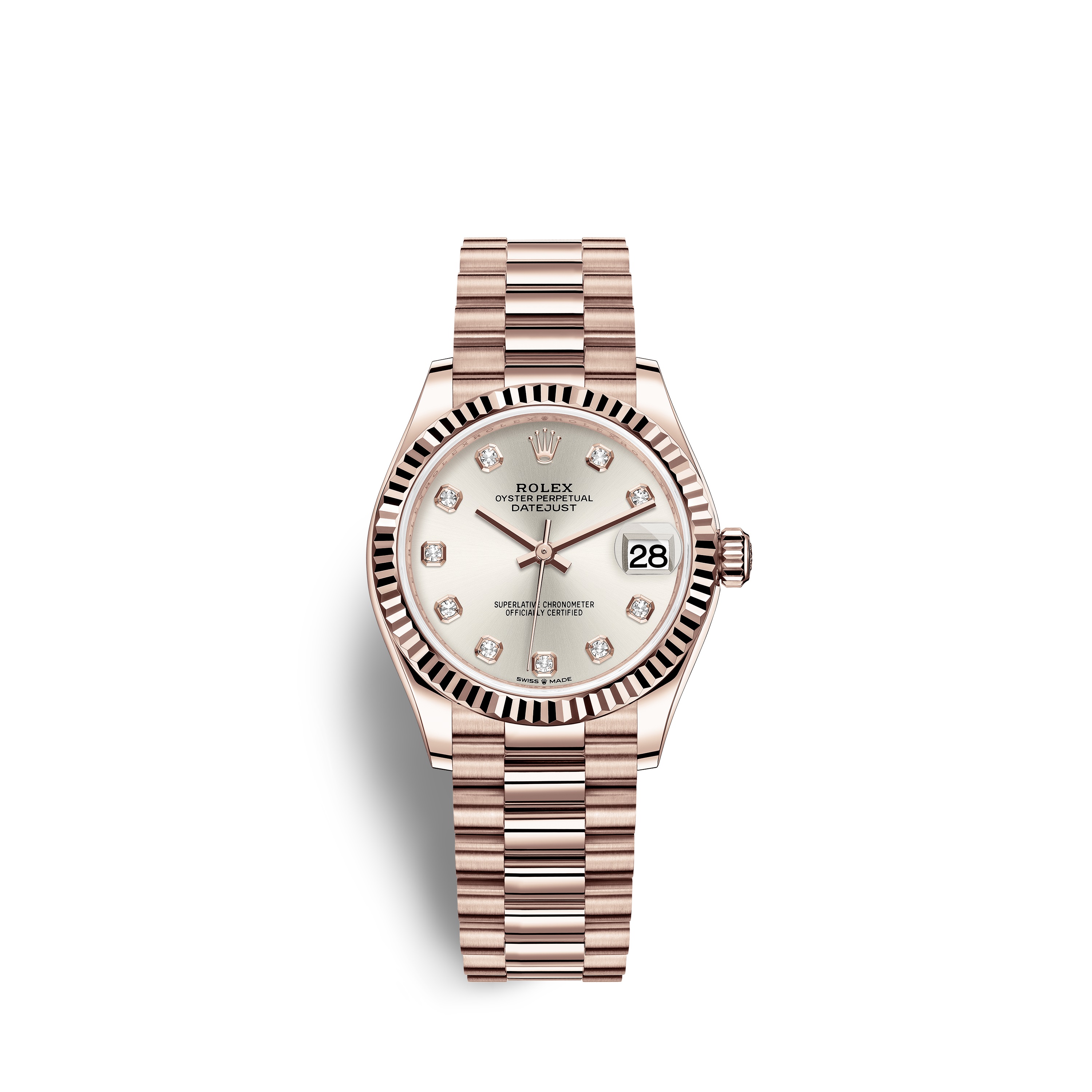 Datejust 31 278275 Rose Gold Watch (Silver Set with Diamonds)