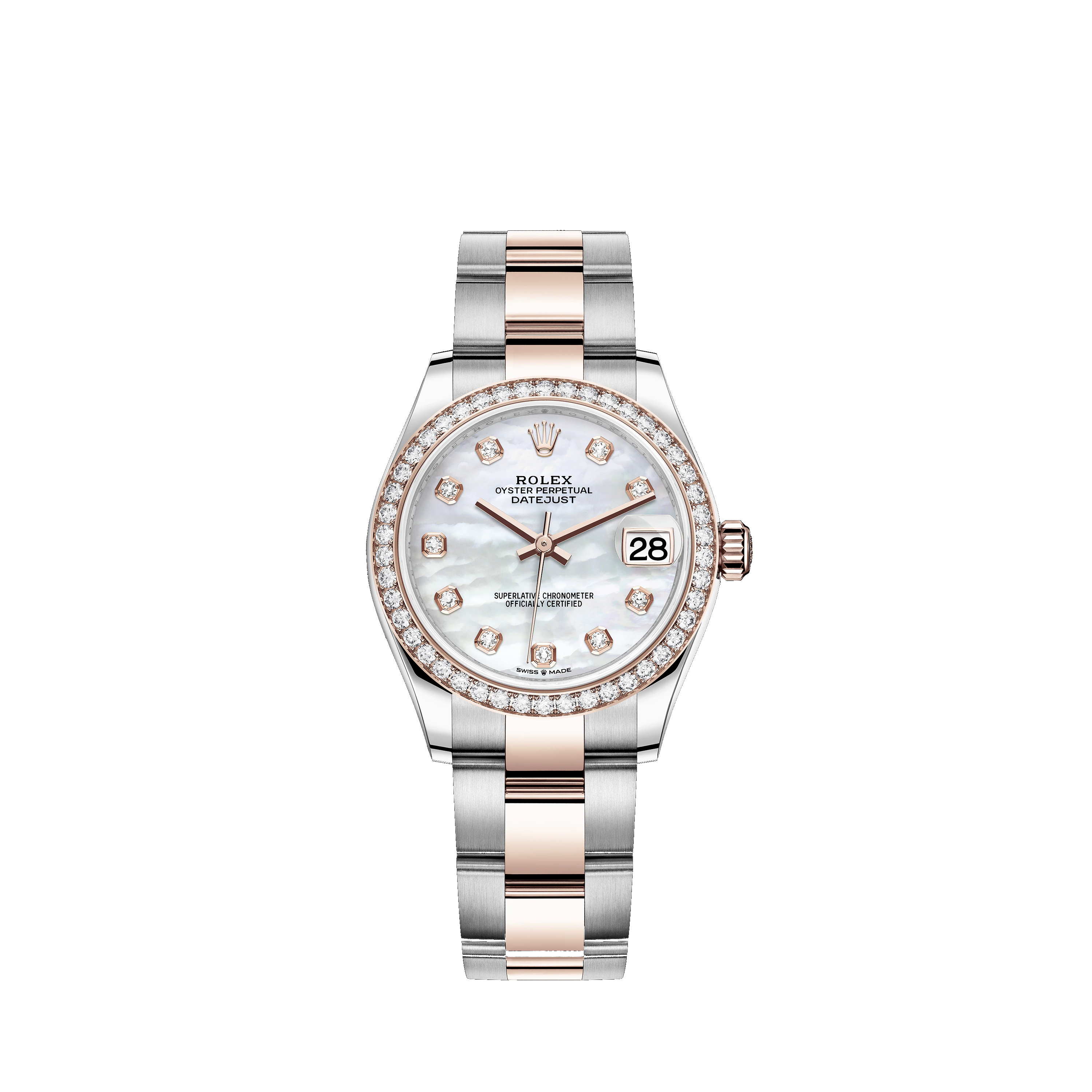 Datejust 31 278381RBR Rose Gold, Stainless Steel & Diamonds Watch (White Mother-of-Pearl Set with Diamonds)
